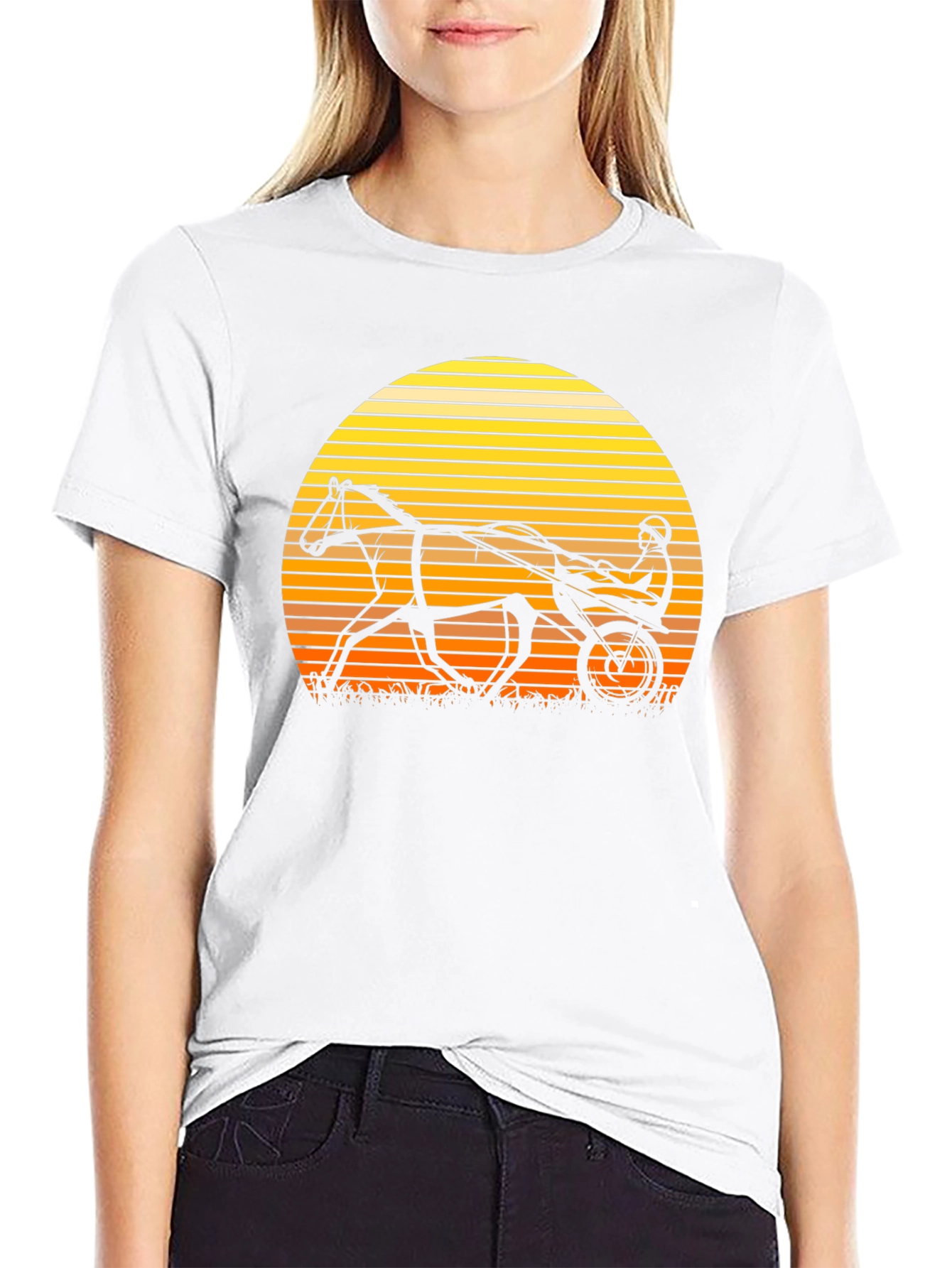 Retro Horse and Buggy T-Shirt - Sunset Design