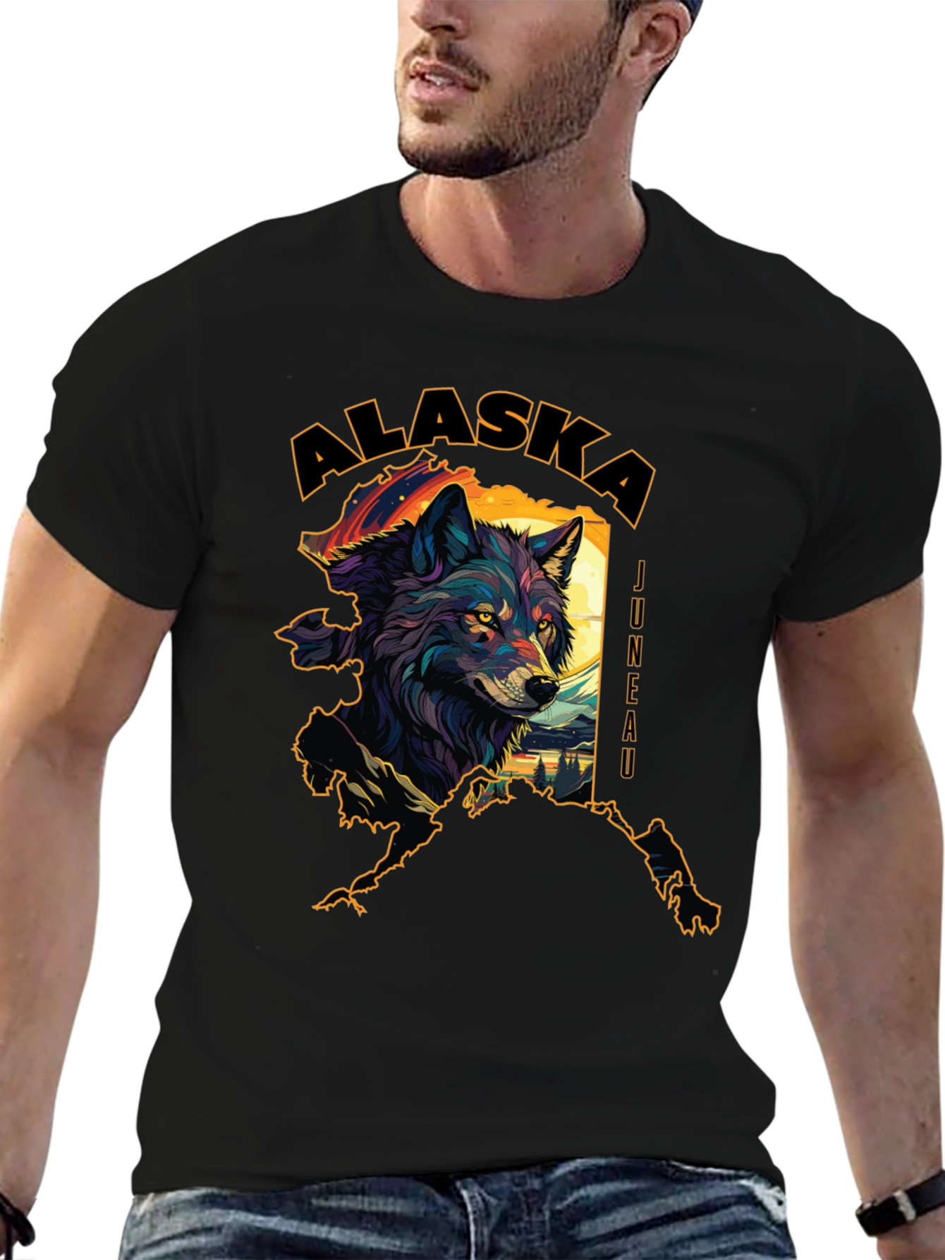 Alaska Wolf Graphic Tee - Juneau Souvenir Shirt
