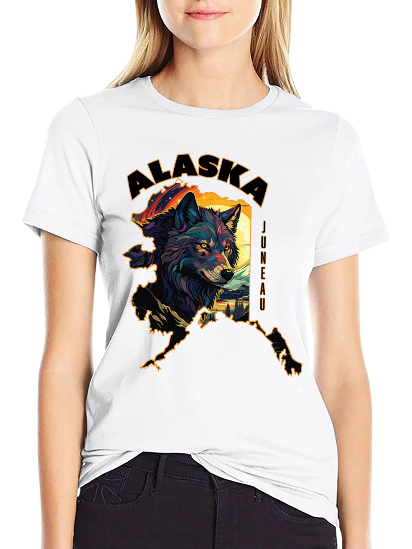 Alaska Wolf Graphic Tee - Juneau Souvenir Shirt