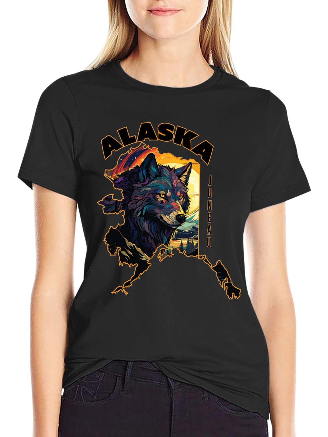 Alaska Wolf Graphic Tee - Juneau Souvenir Shirt