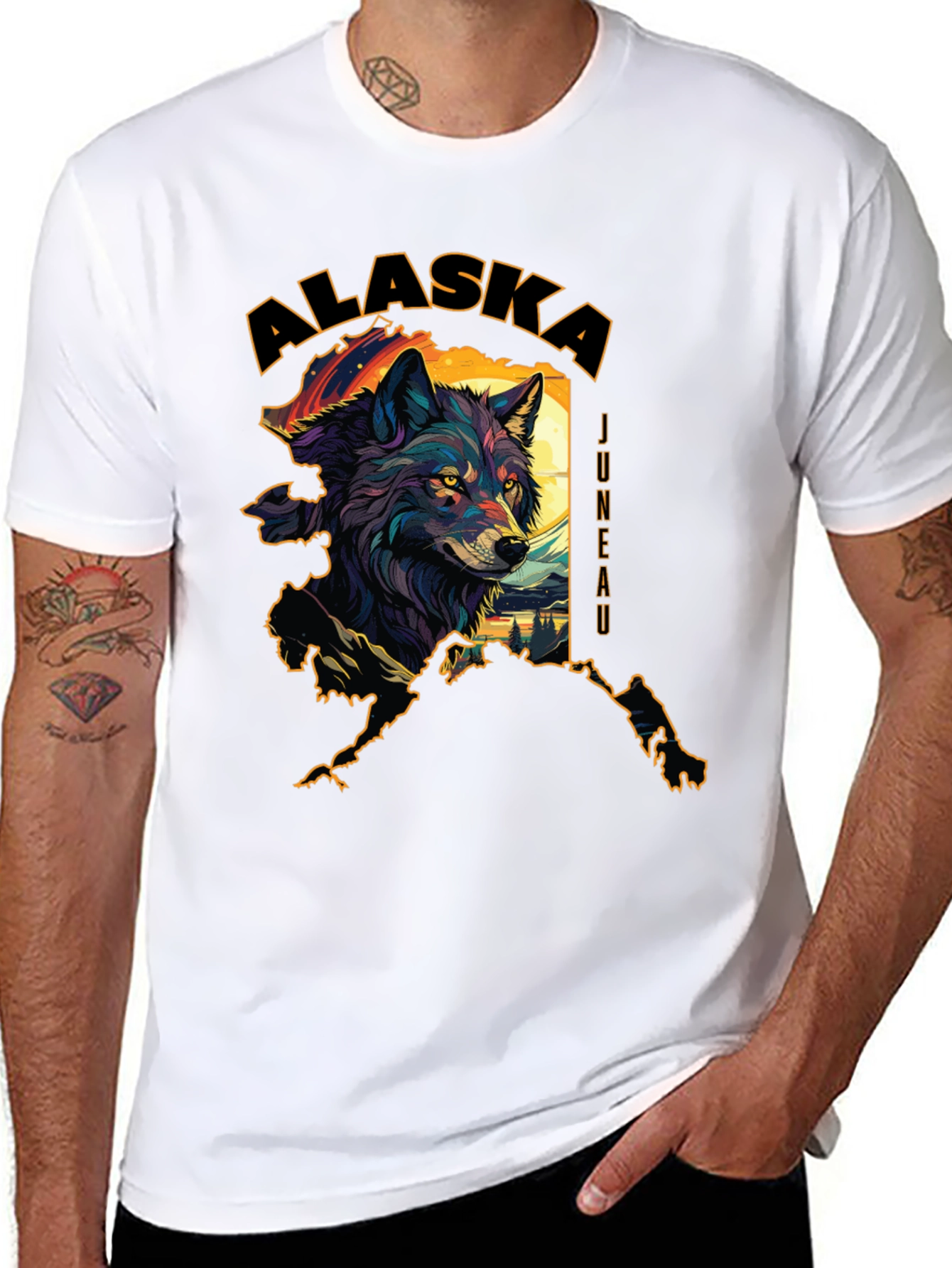 Alaska Wolf Graphic Tee - Juneau Souvenir Shirt
