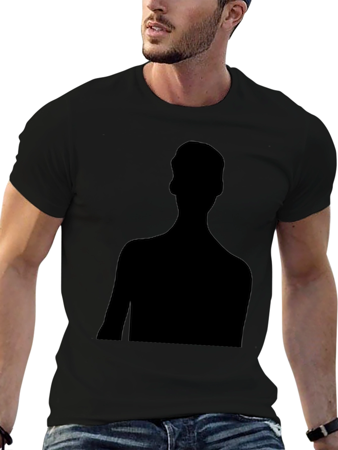 Mens Black T-Shirt with Silhouette Design