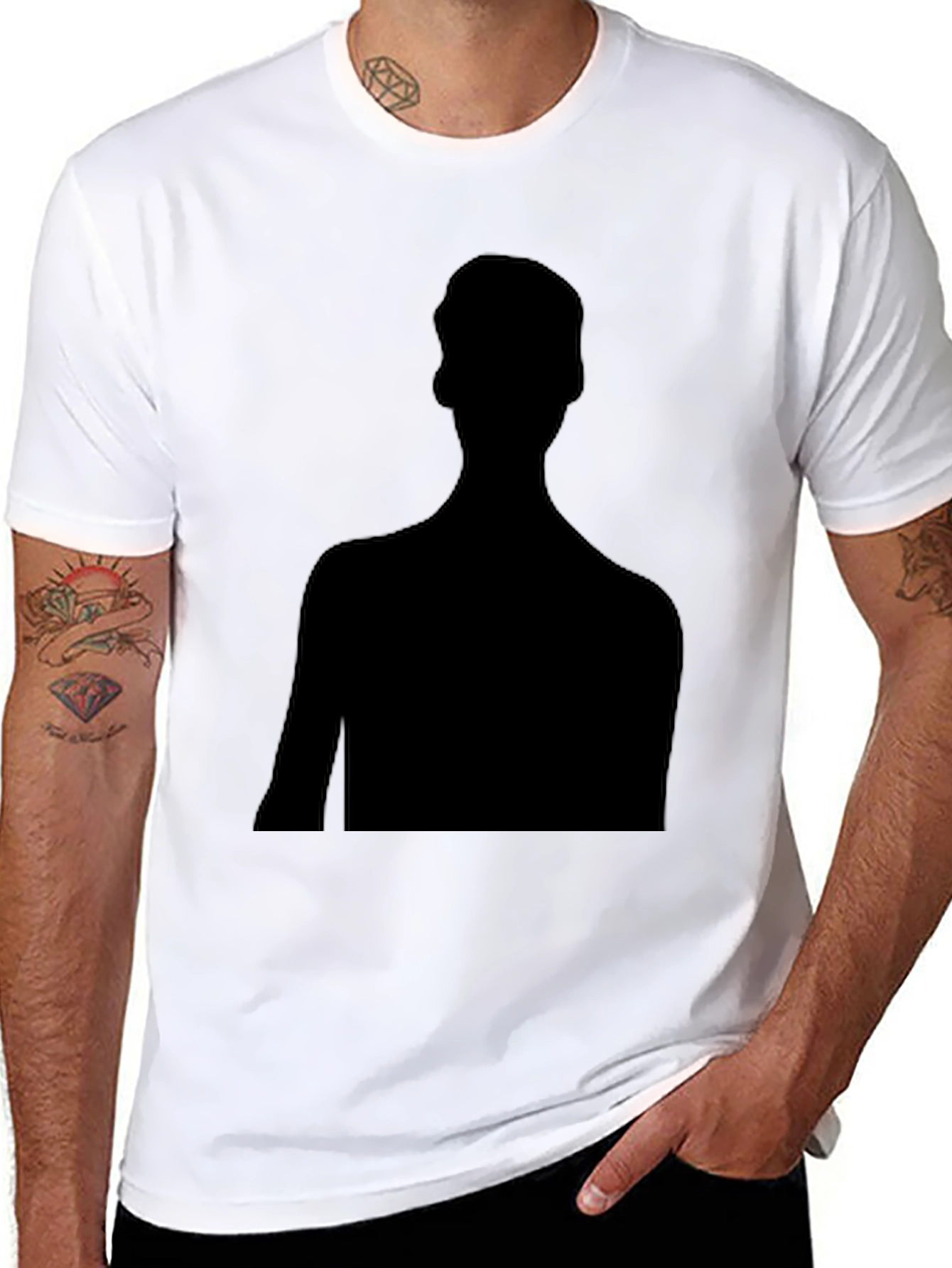 Mens Black T-Shirt with Silhouette Design