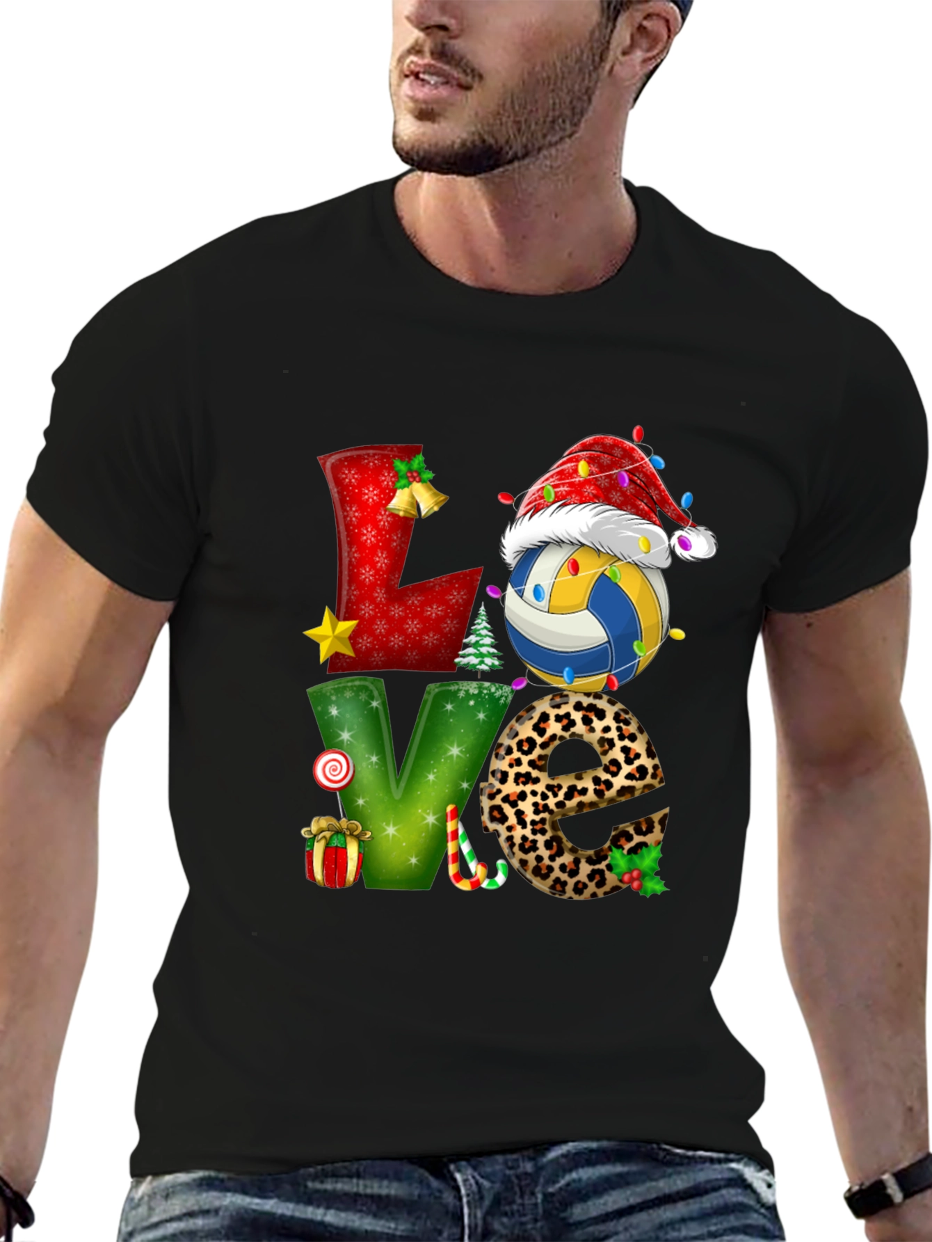 Festive Volleyball Love Christmas Graphic Tee