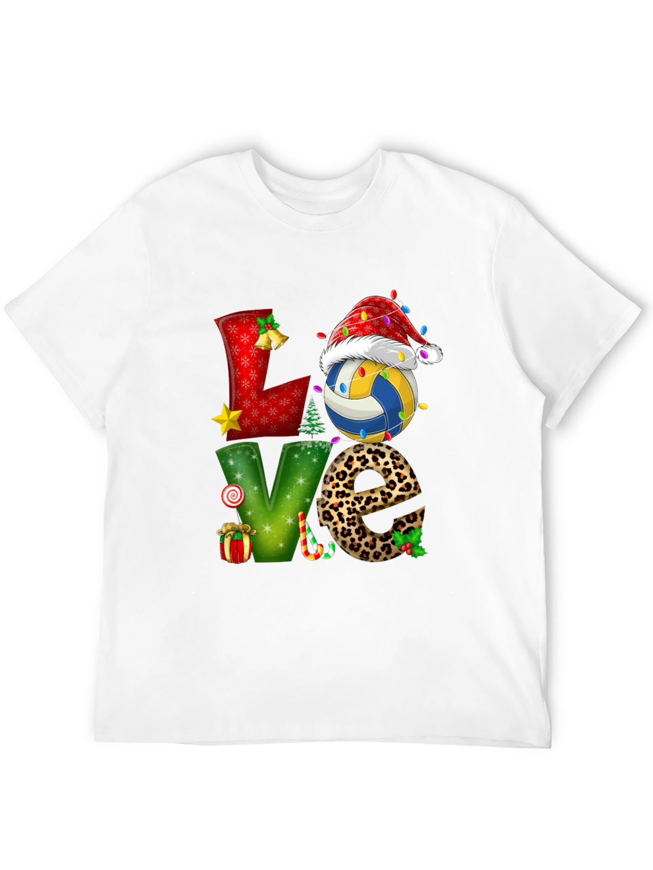 Festive Volleyball Love Christmas Graphic Tee