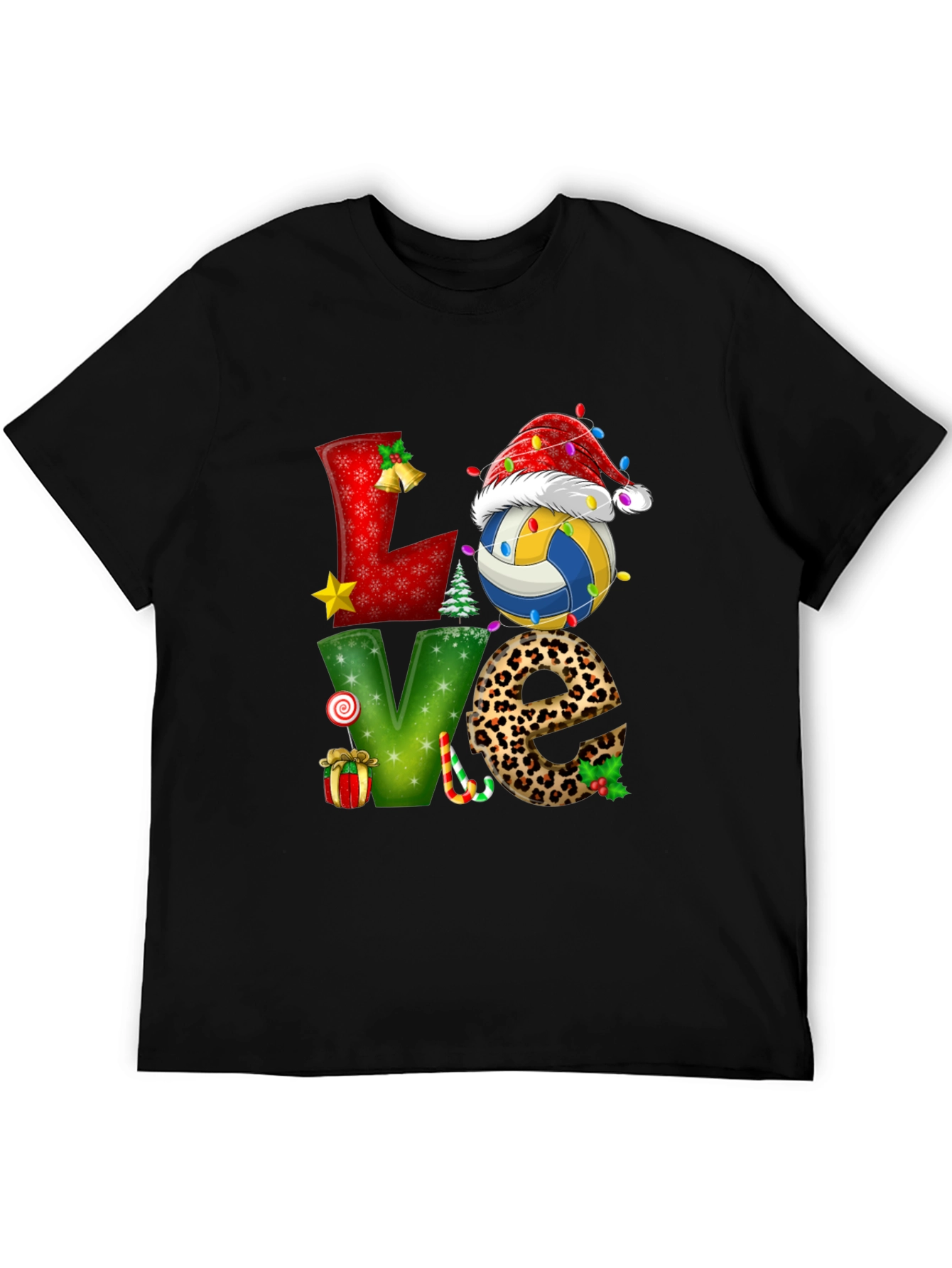 Festive Volleyball Love Christmas Graphic Tee