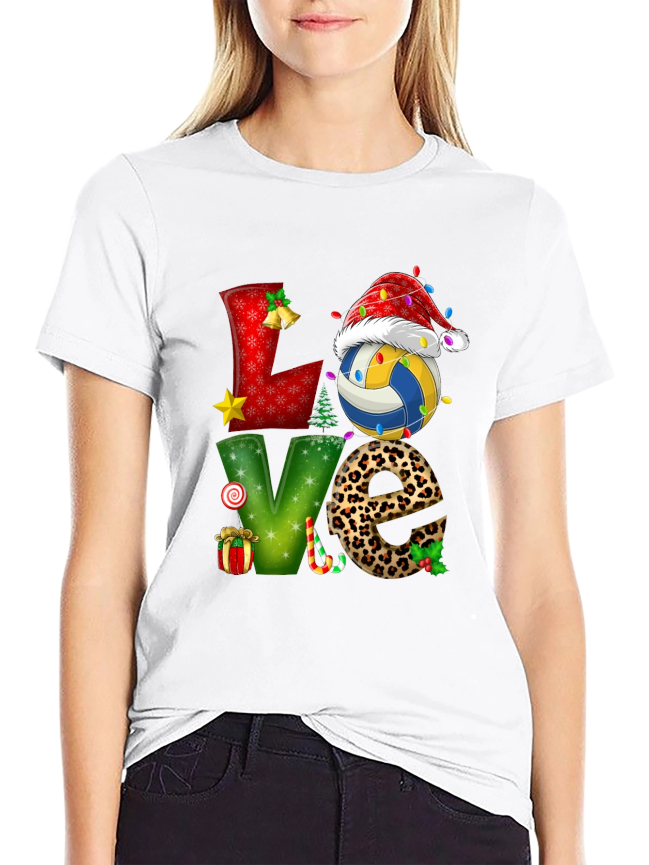 Festive Volleyball Love Christmas Graphic Tee
