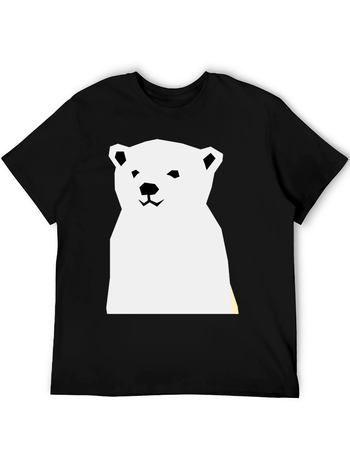 Geometric Polar Bear Graphic Tee - Black
