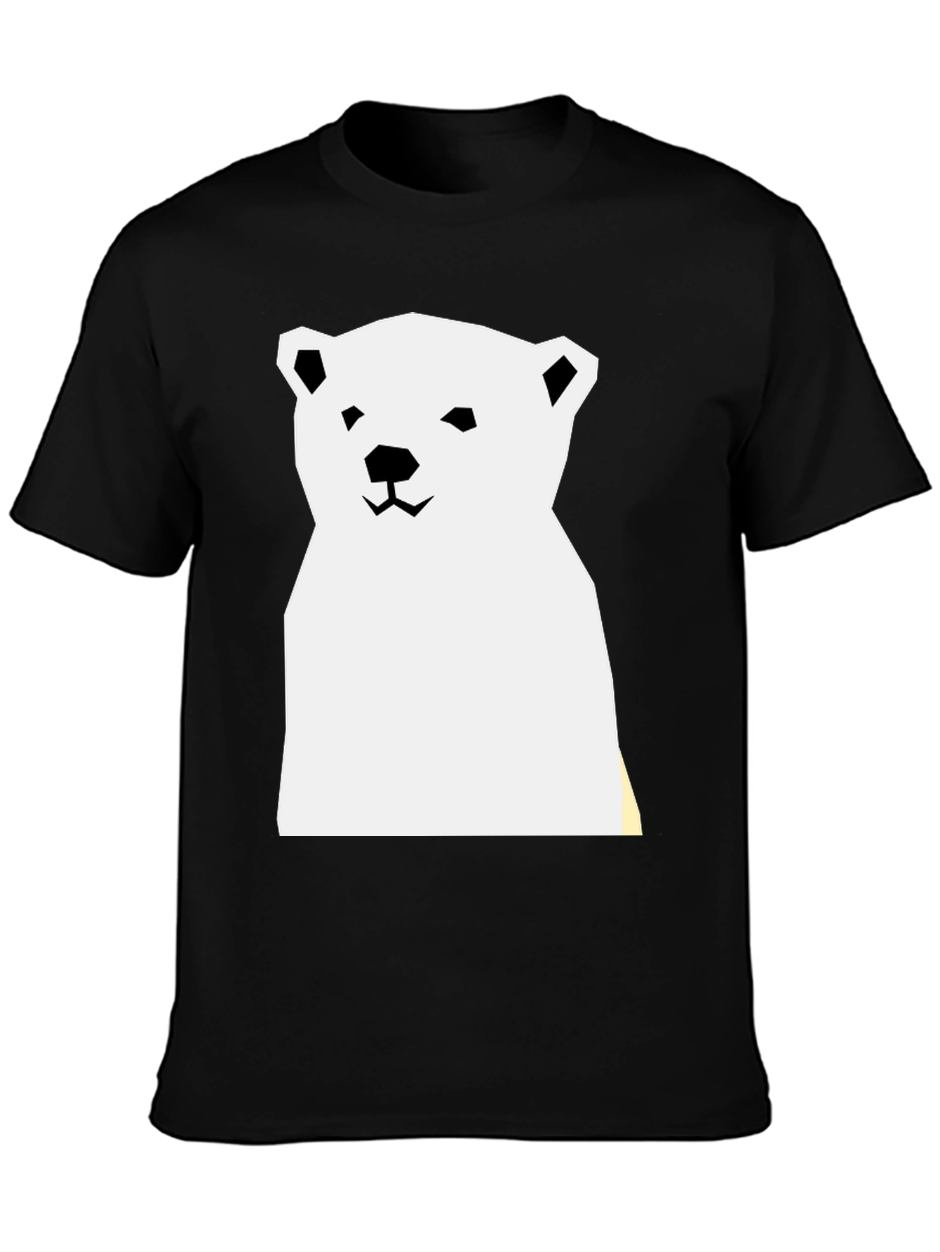 Geometric Polar Bear Graphic Tee - Black