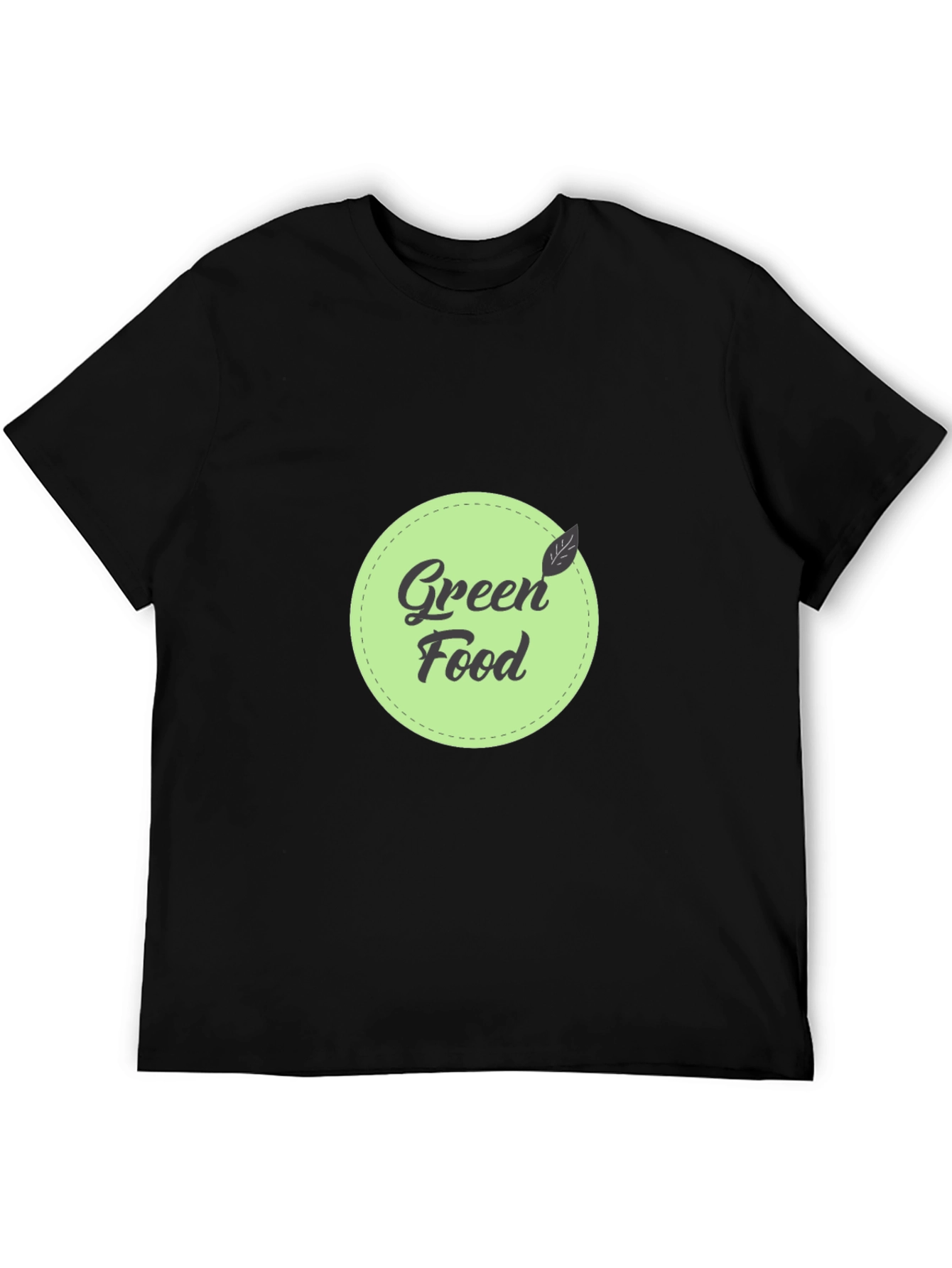 Green Food Graphic Black T-Shirt