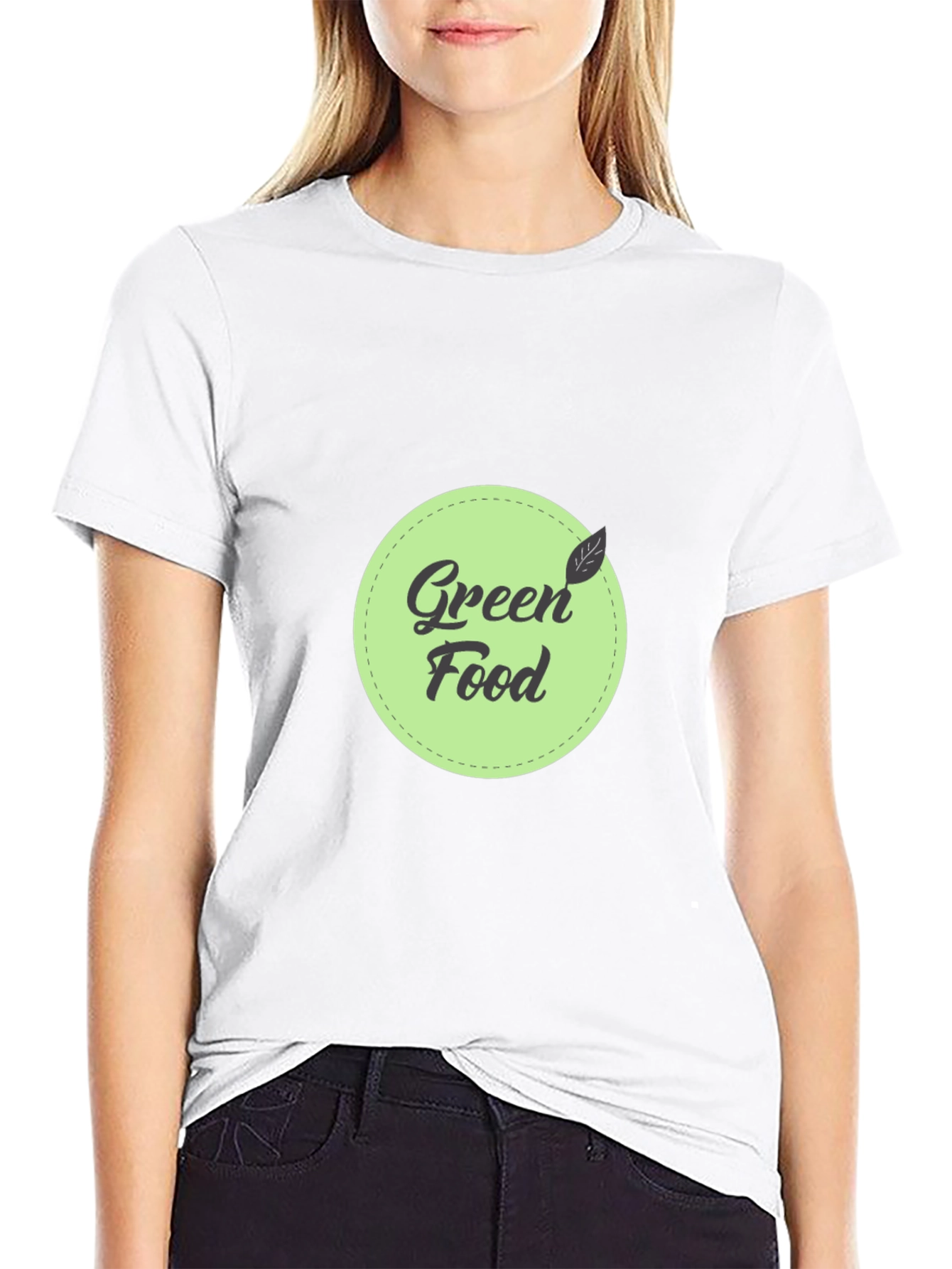 Green Food Graphic Black T-Shirt