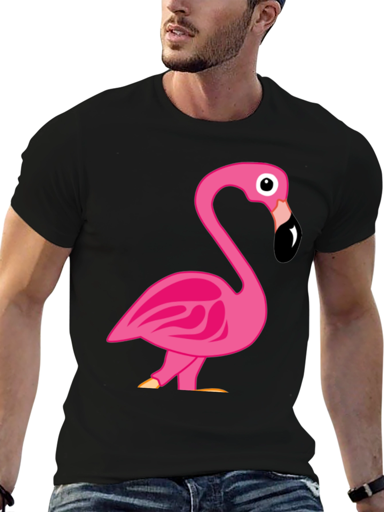 Fun Flamingo Graphic T-Shirt - Black