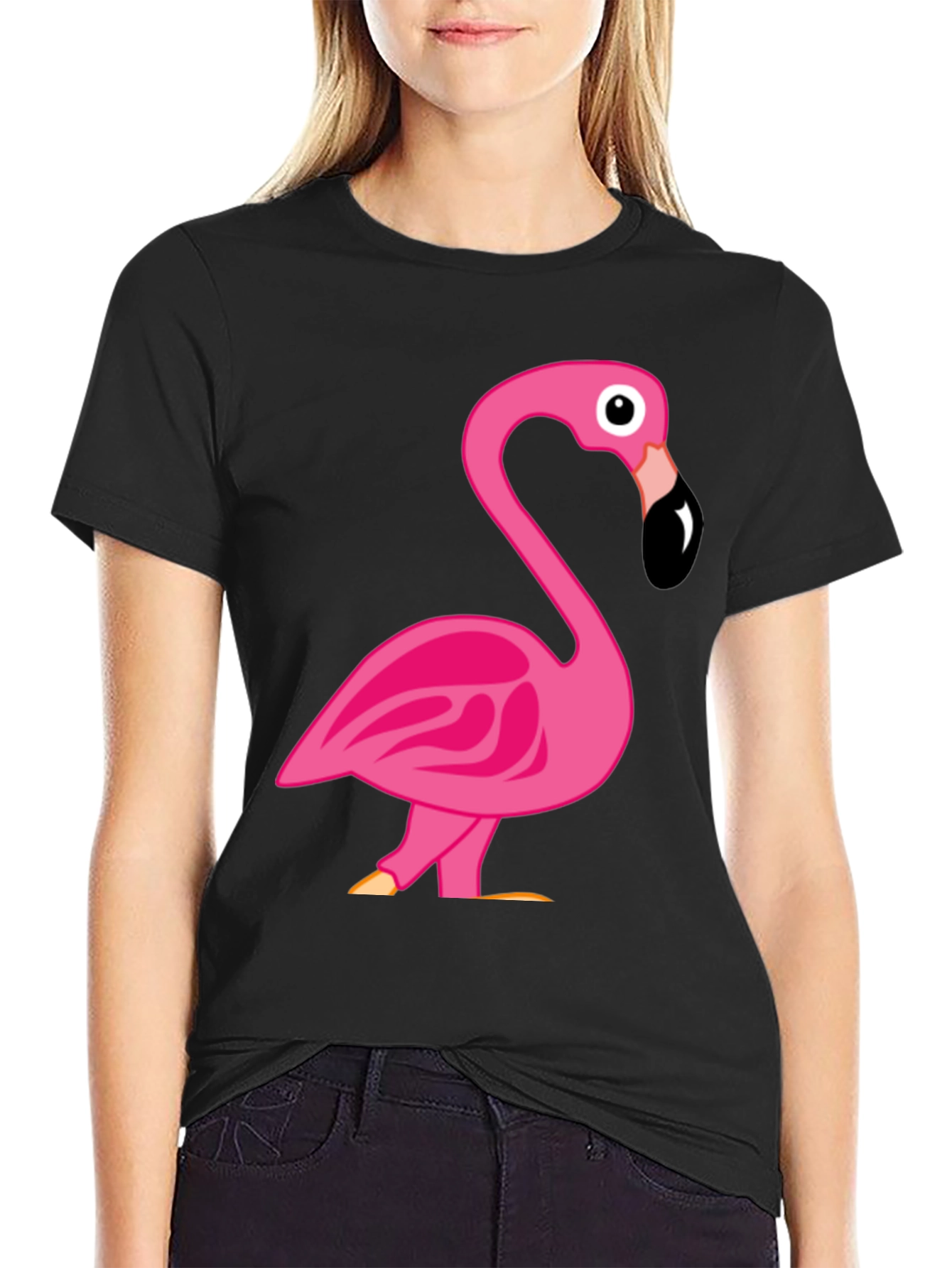 Fun Flamingo Graphic T-Shirt - Black