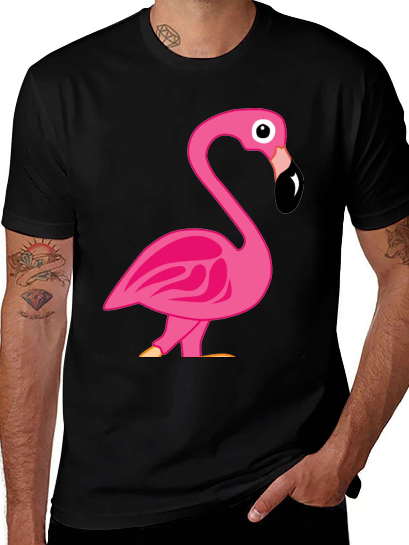 Fun Flamingo Graphic T-Shirt - Black