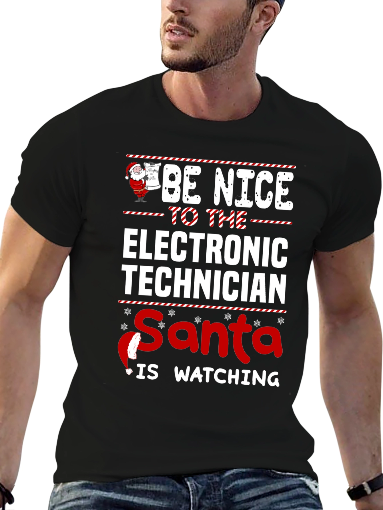 Be Nice to The Electronic Technician Santa T-Shirt