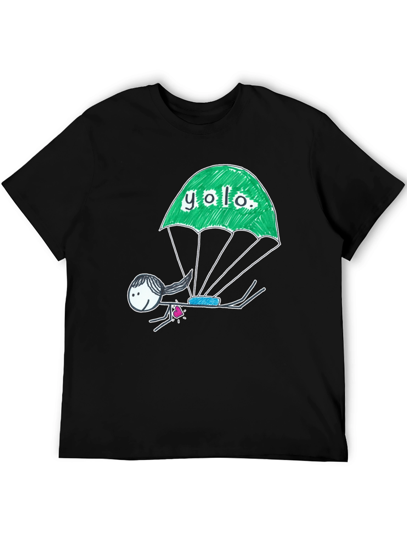 YOLO Parachute Graphic T-Shirt - Black Cotton Tee
