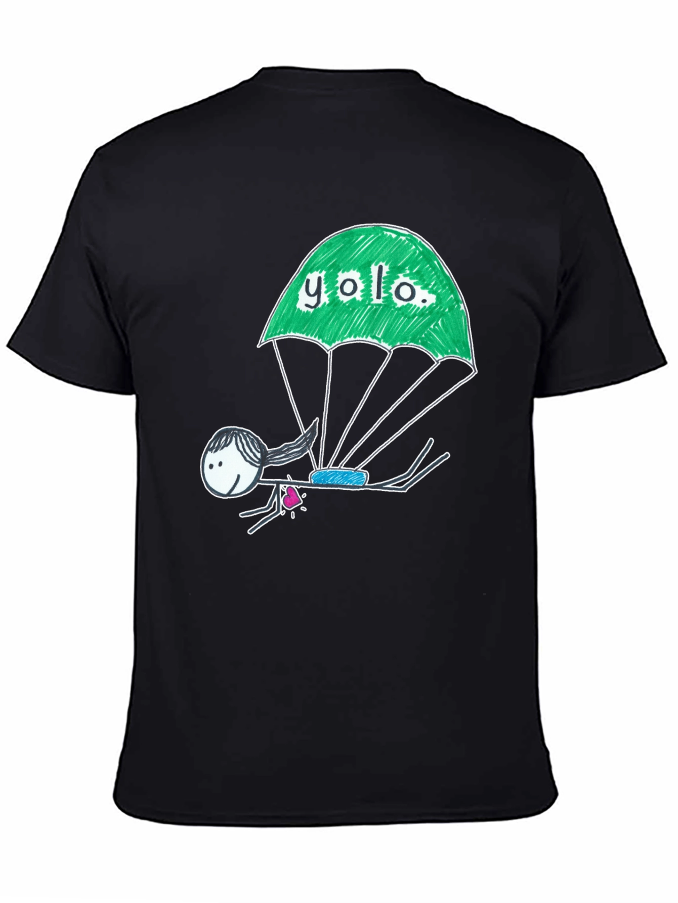 YOLO Parachute Graphic T-Shirt - Black Cotton Tee