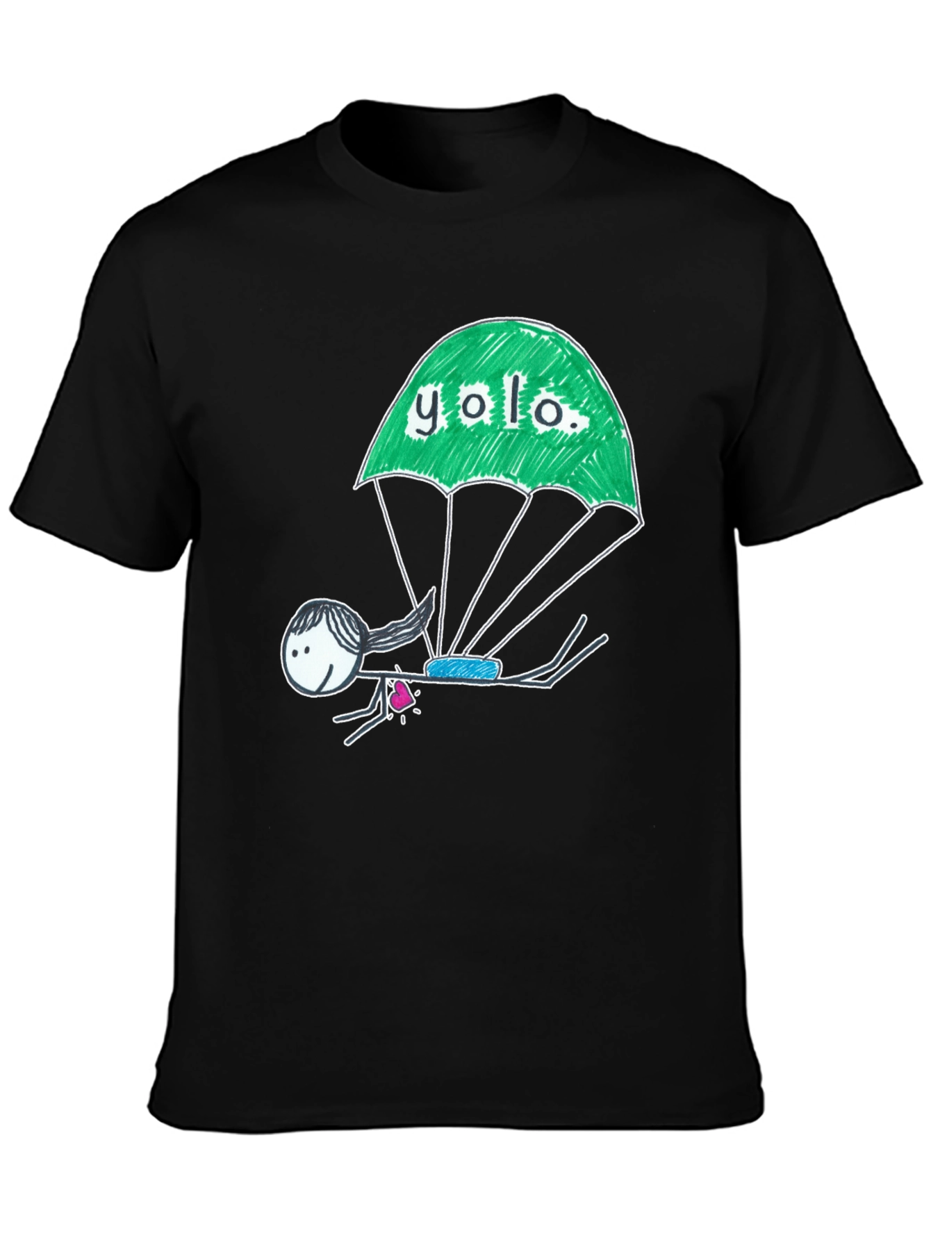 YOLO Parachute Graphic T-Shirt - Black Cotton Tee