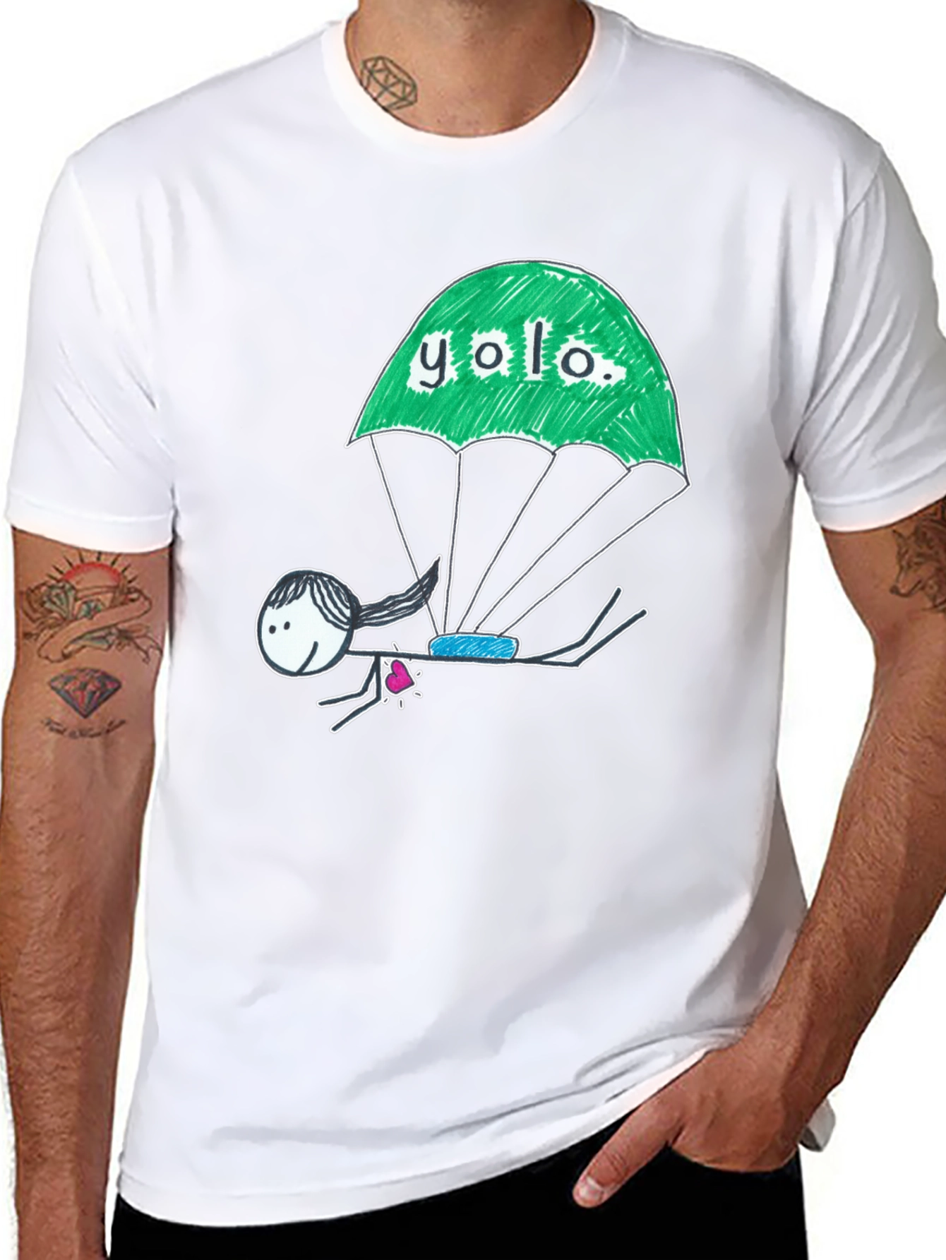 YOLO Parachute Graphic T-Shirt - Black Cotton Tee