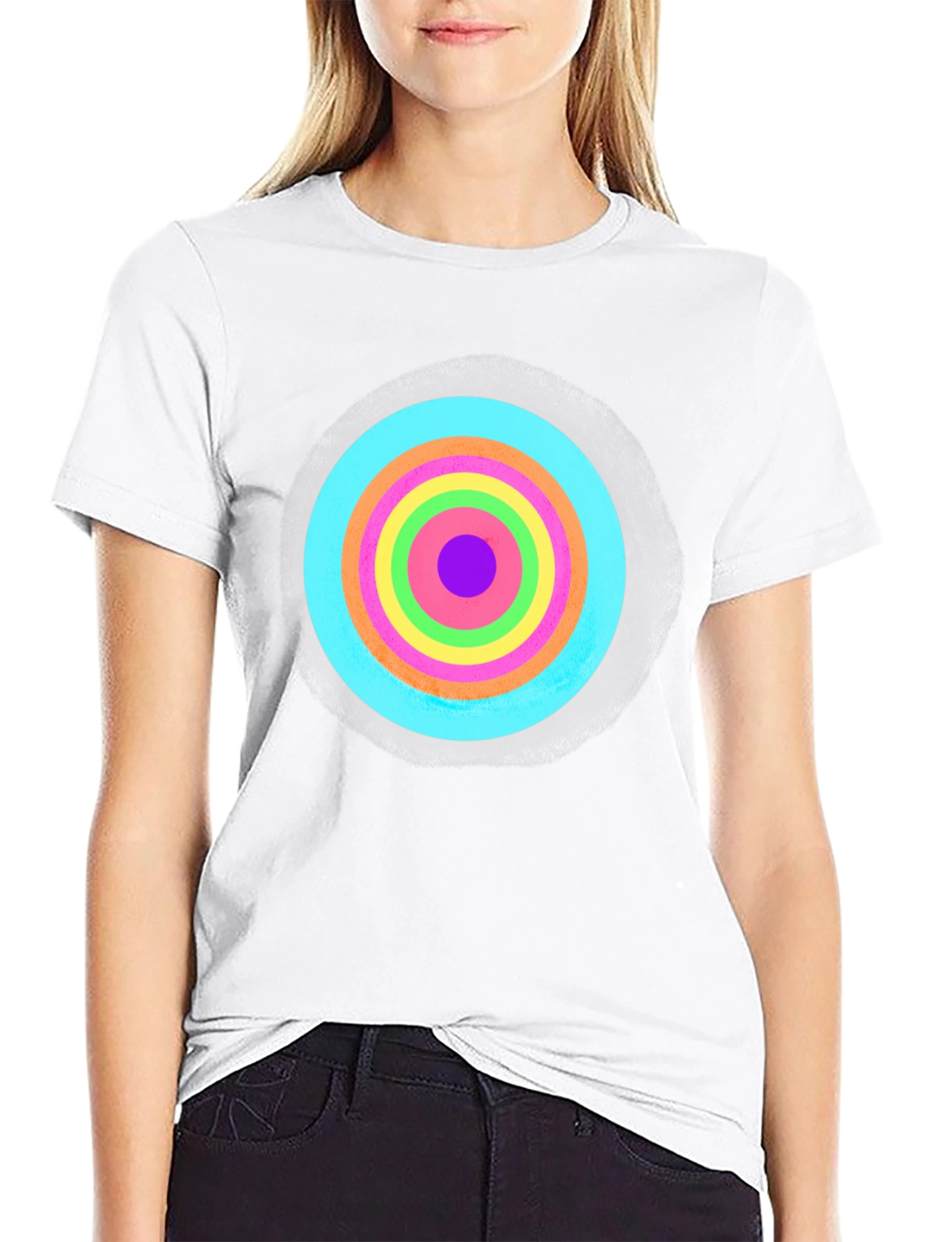 Retro Target Graphic T-Shirt - Black Cotton Blend