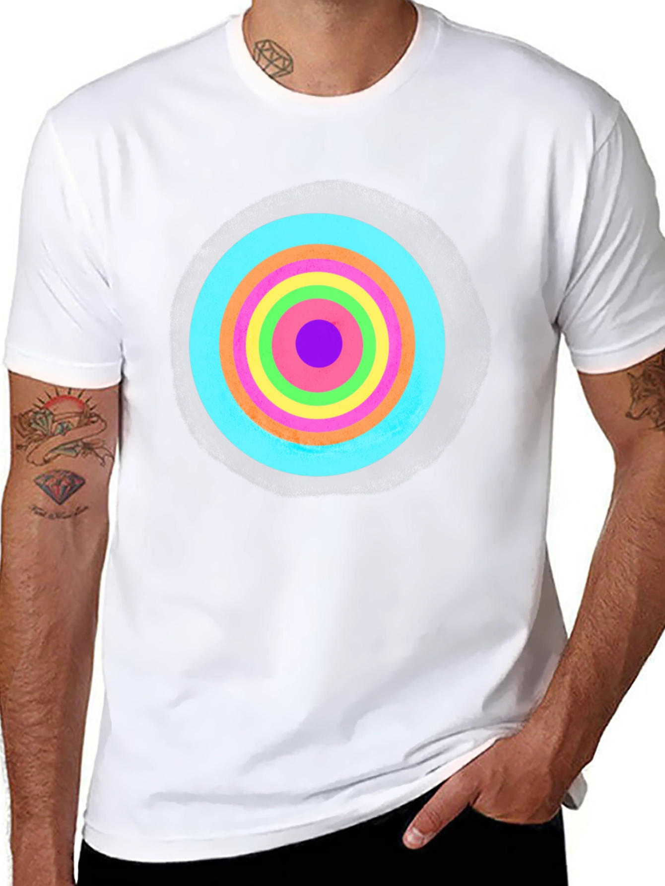 Retro Target Graphic T-Shirt - Black Cotton Blend