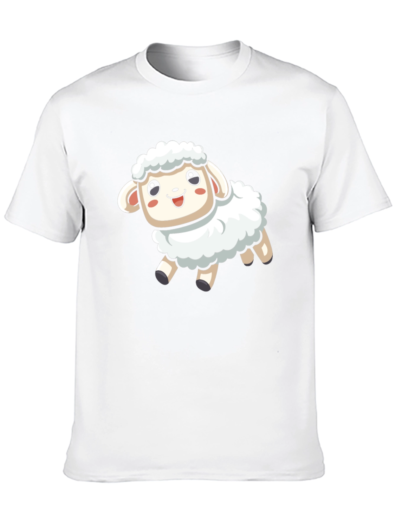 Cute Cartoon Sheep T-Shirt - Black Cotton Blend