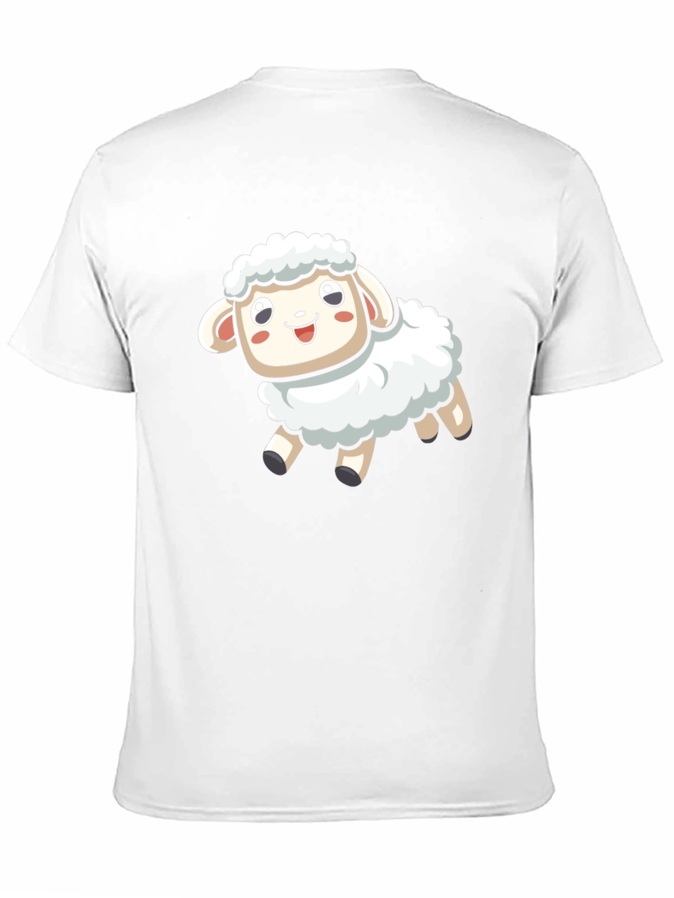 Cute Cartoon Sheep T-Shirt - Black Cotton Blend