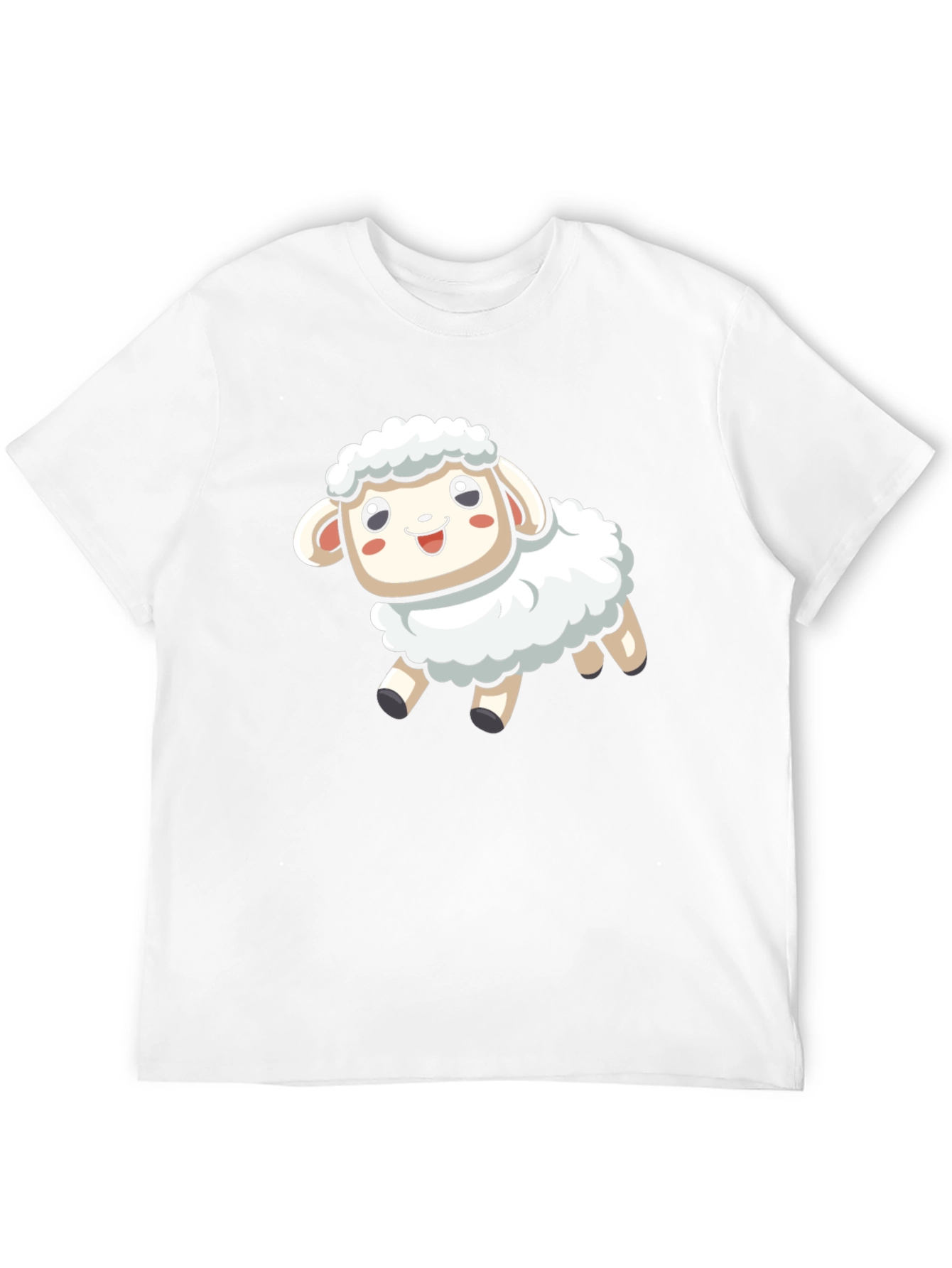 Cute Cartoon Sheep T-Shirt - Black Cotton Blend