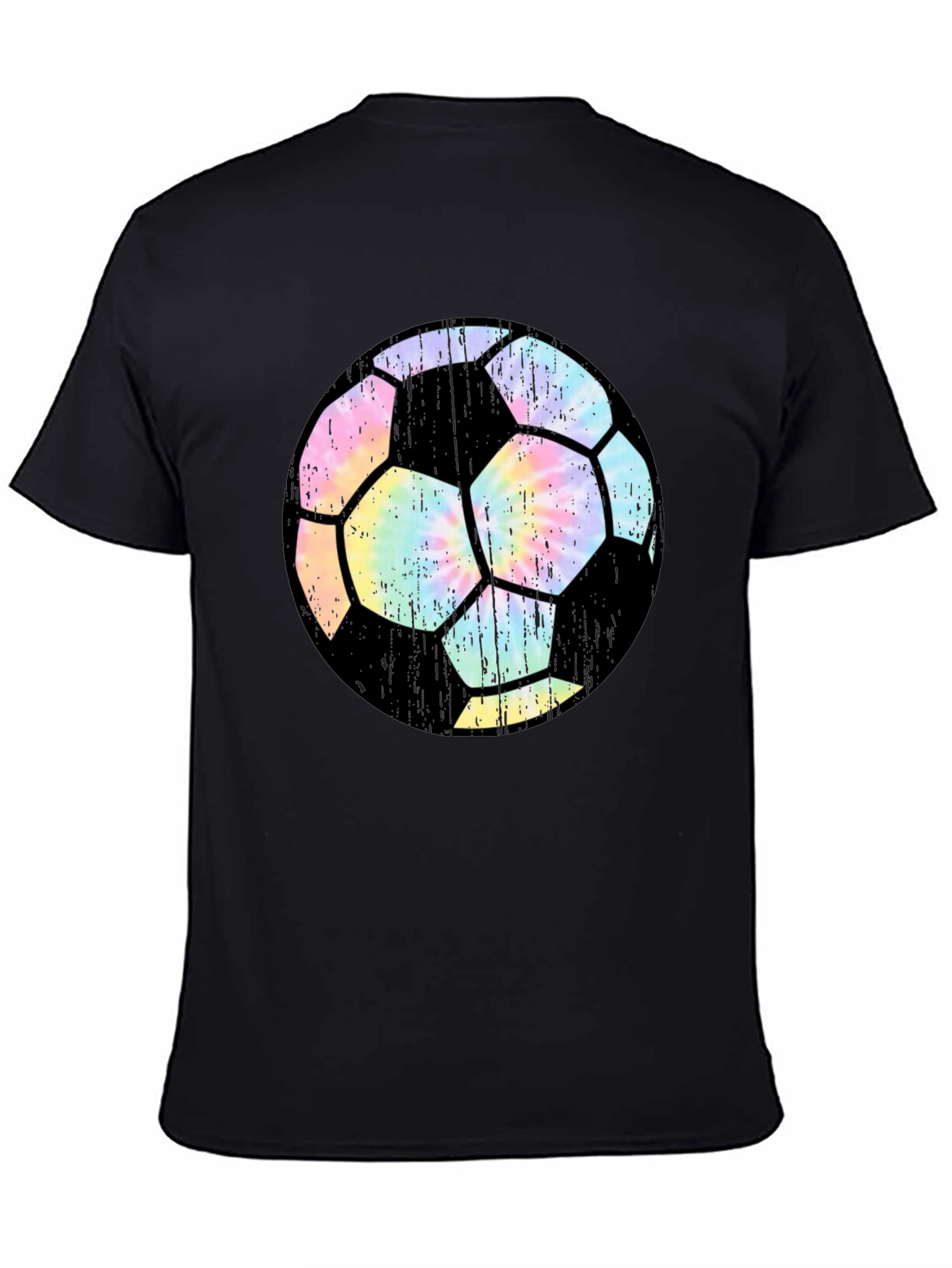 Tie Dye Soccer Ball Black T-Shirt