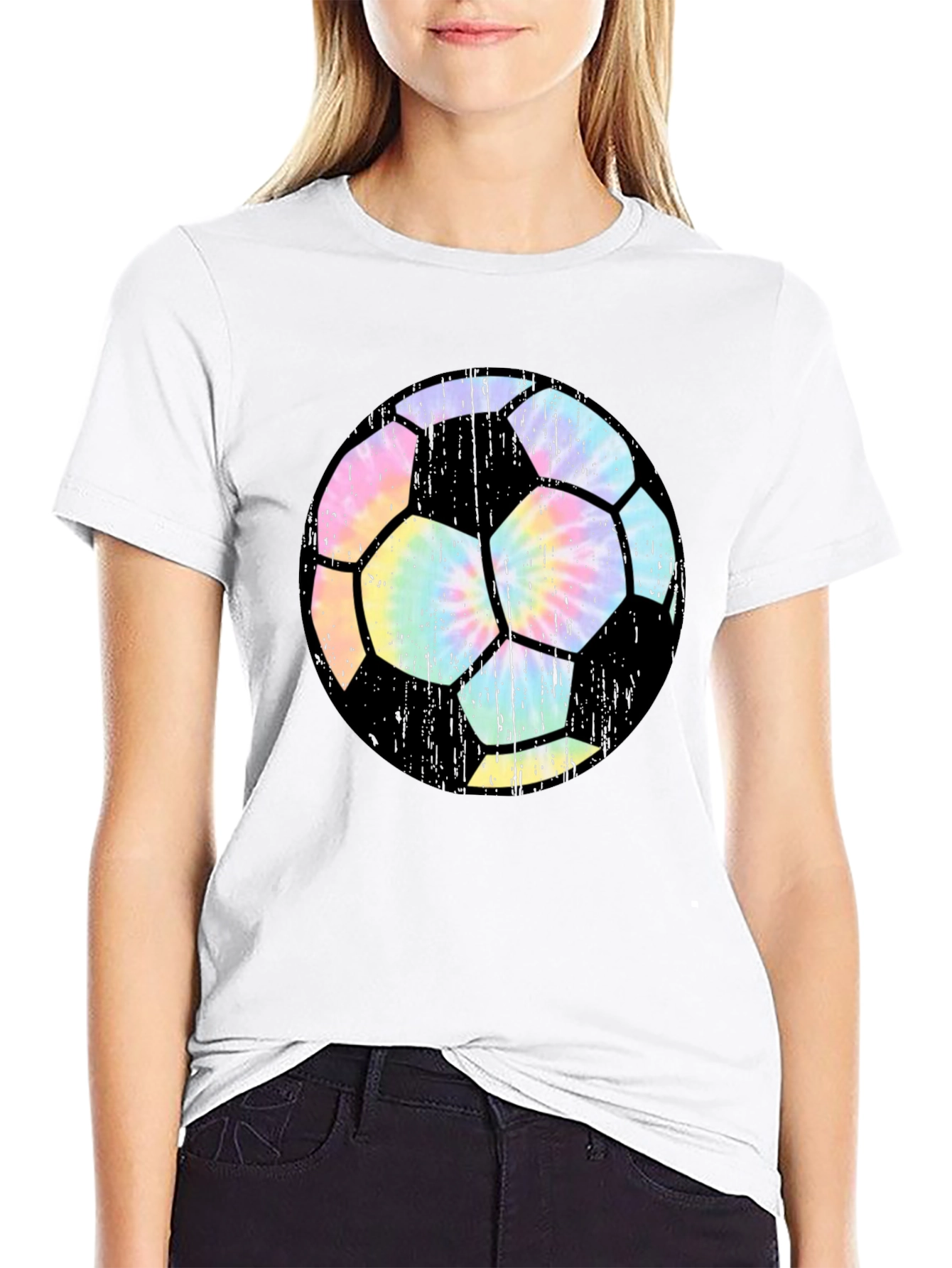 Tie Dye Soccer Ball Black T-Shirt