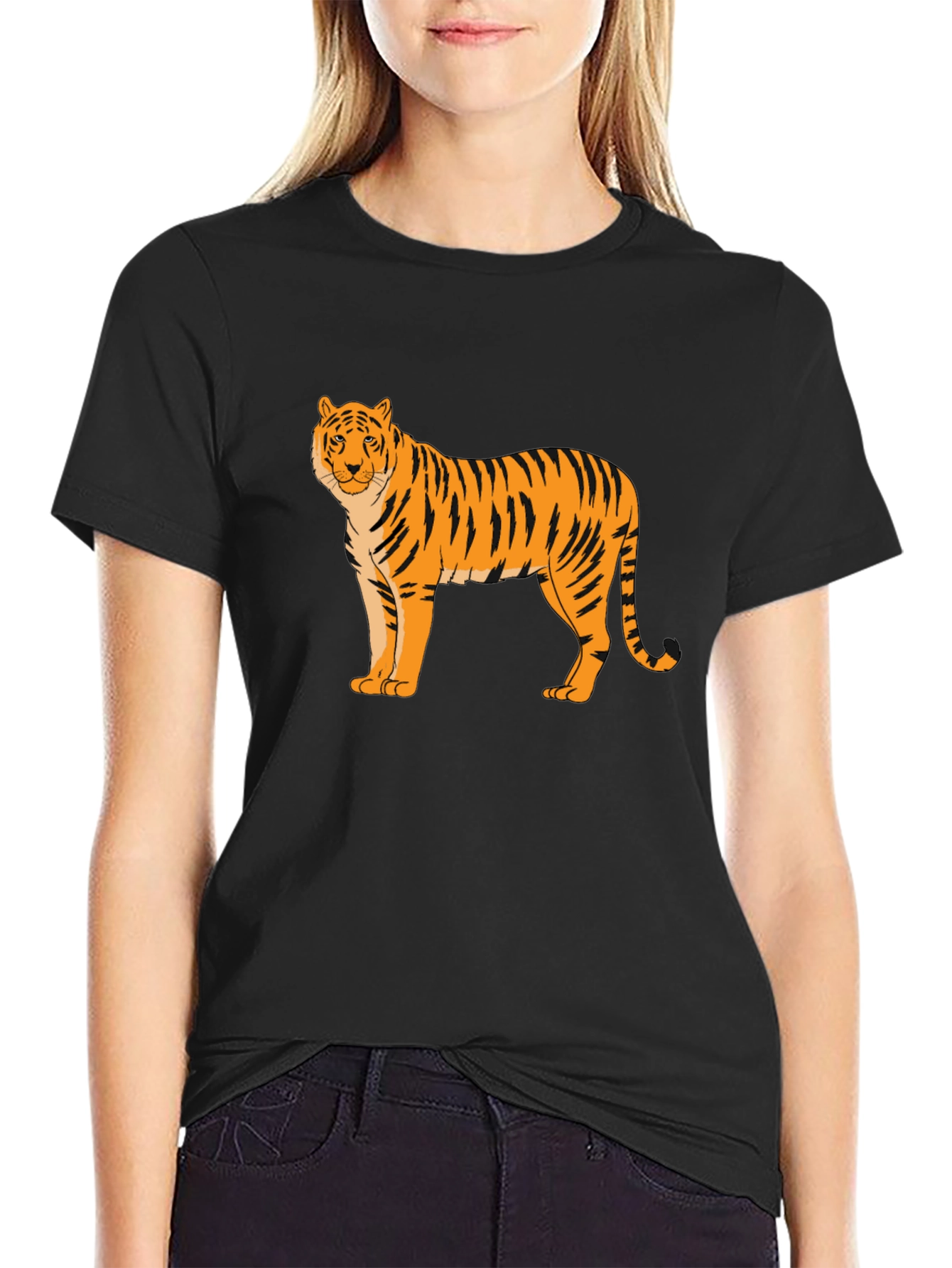 Tiger Graphic Print Black T-Shirt
