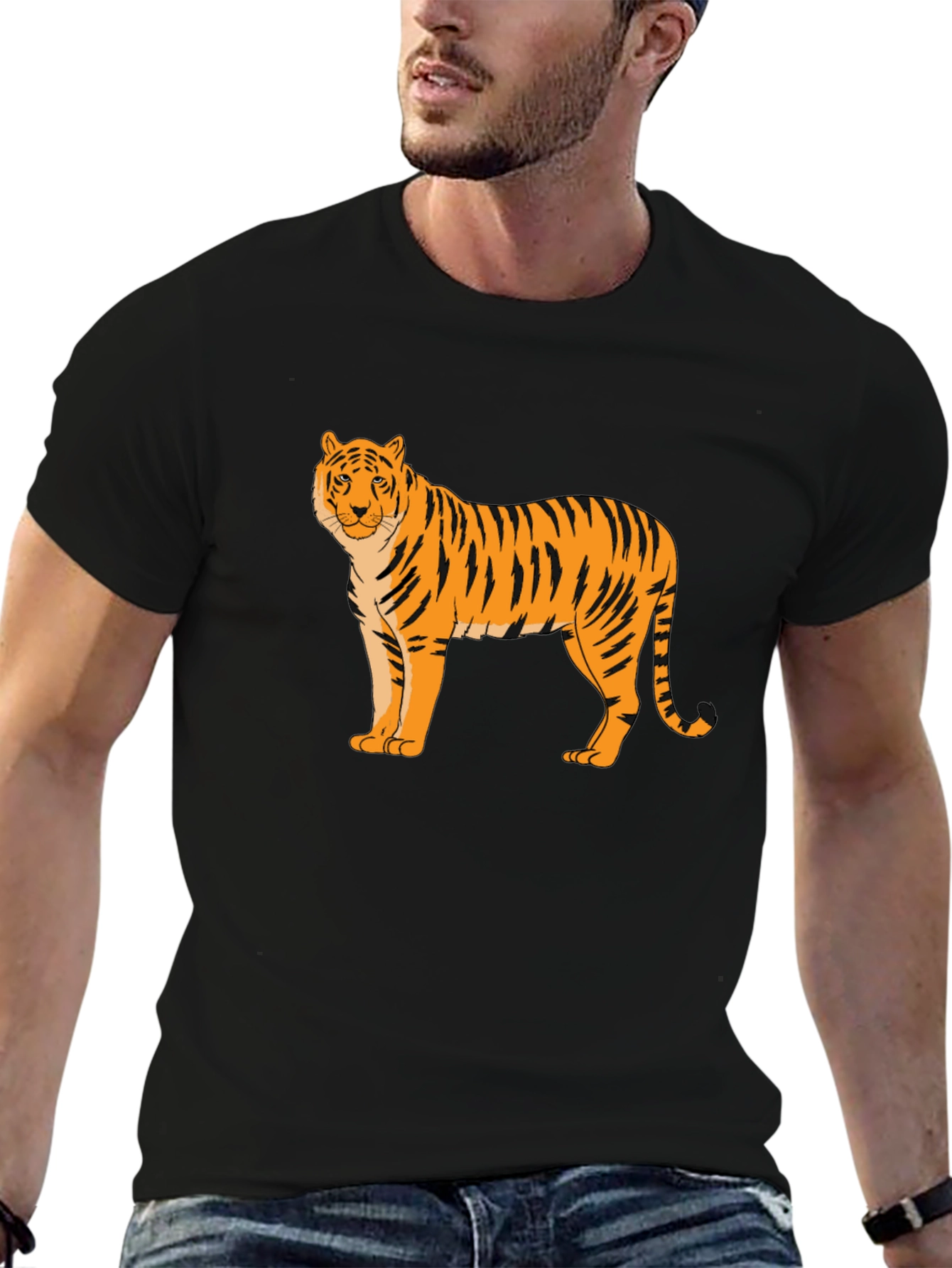 Tiger Graphic Print Black T-Shirt