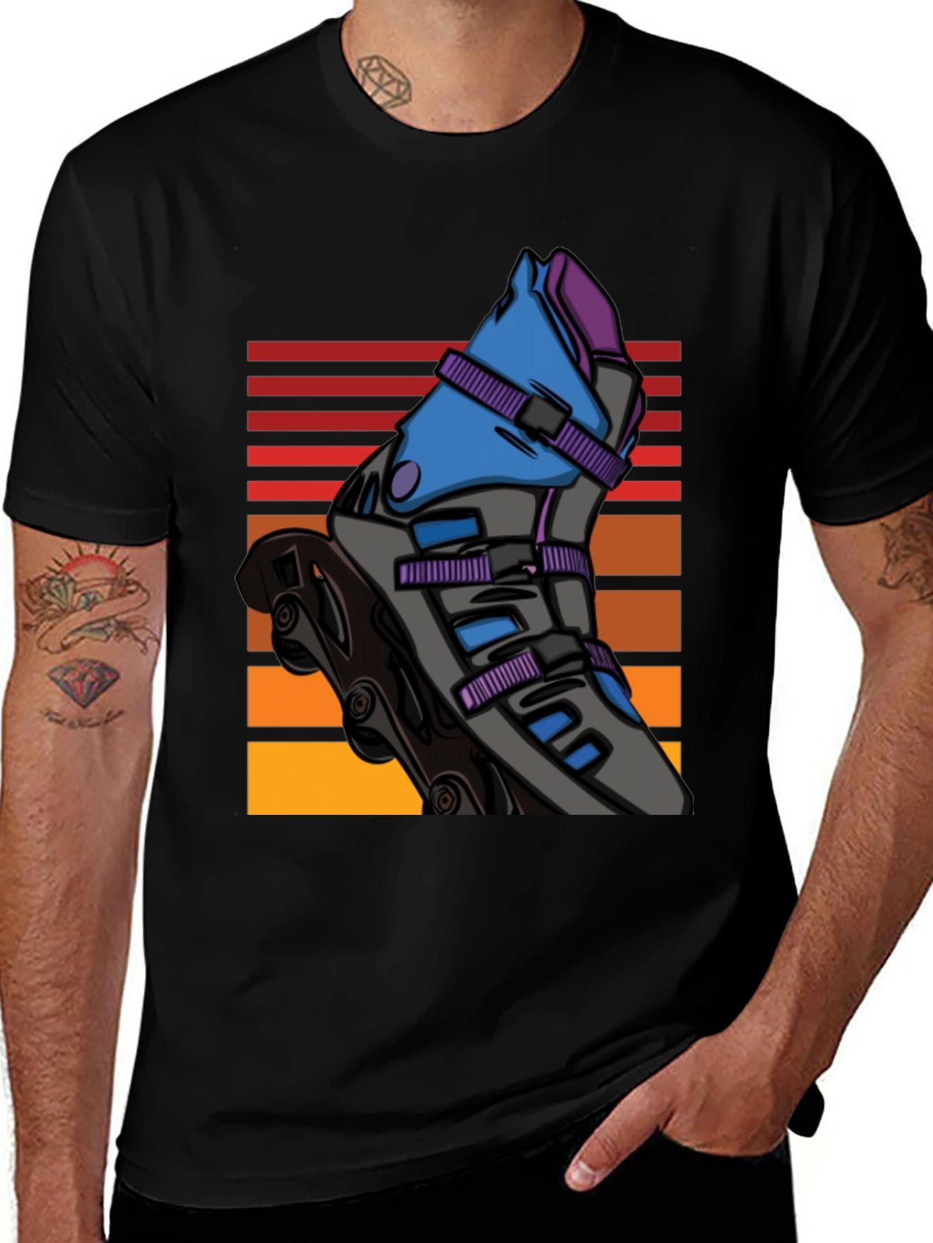 Retro Inline Skate Graphic Tee - Black