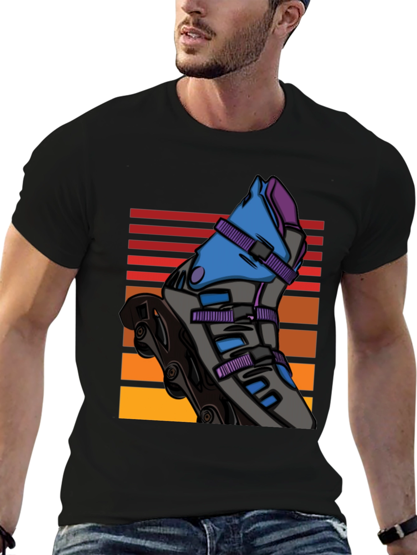 Retro Inline Skate Graphic Tee - Black
