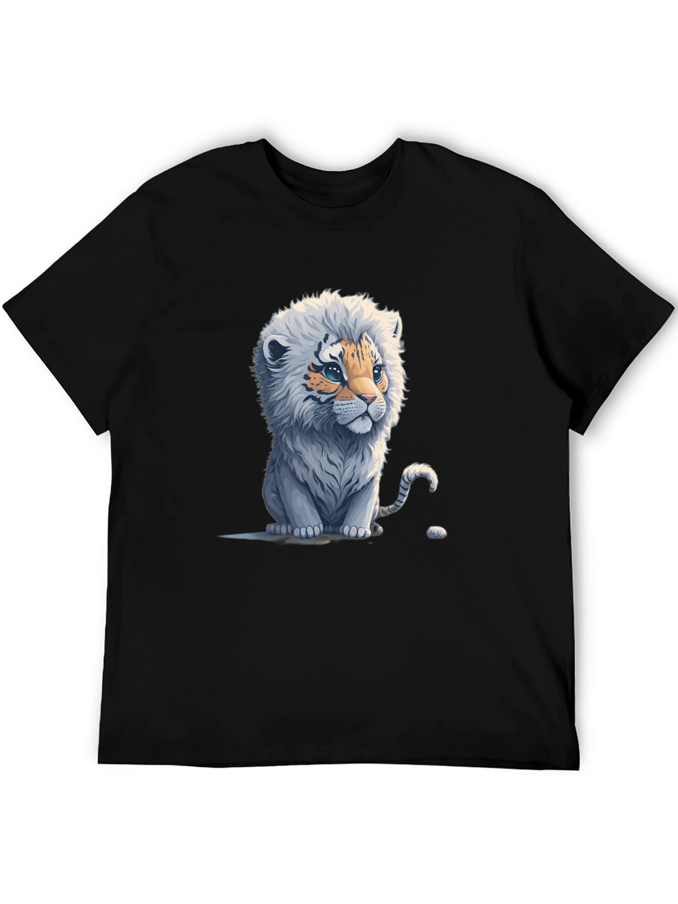 Cute Tiger Cub Graphic Tee - Black Cotton Blend