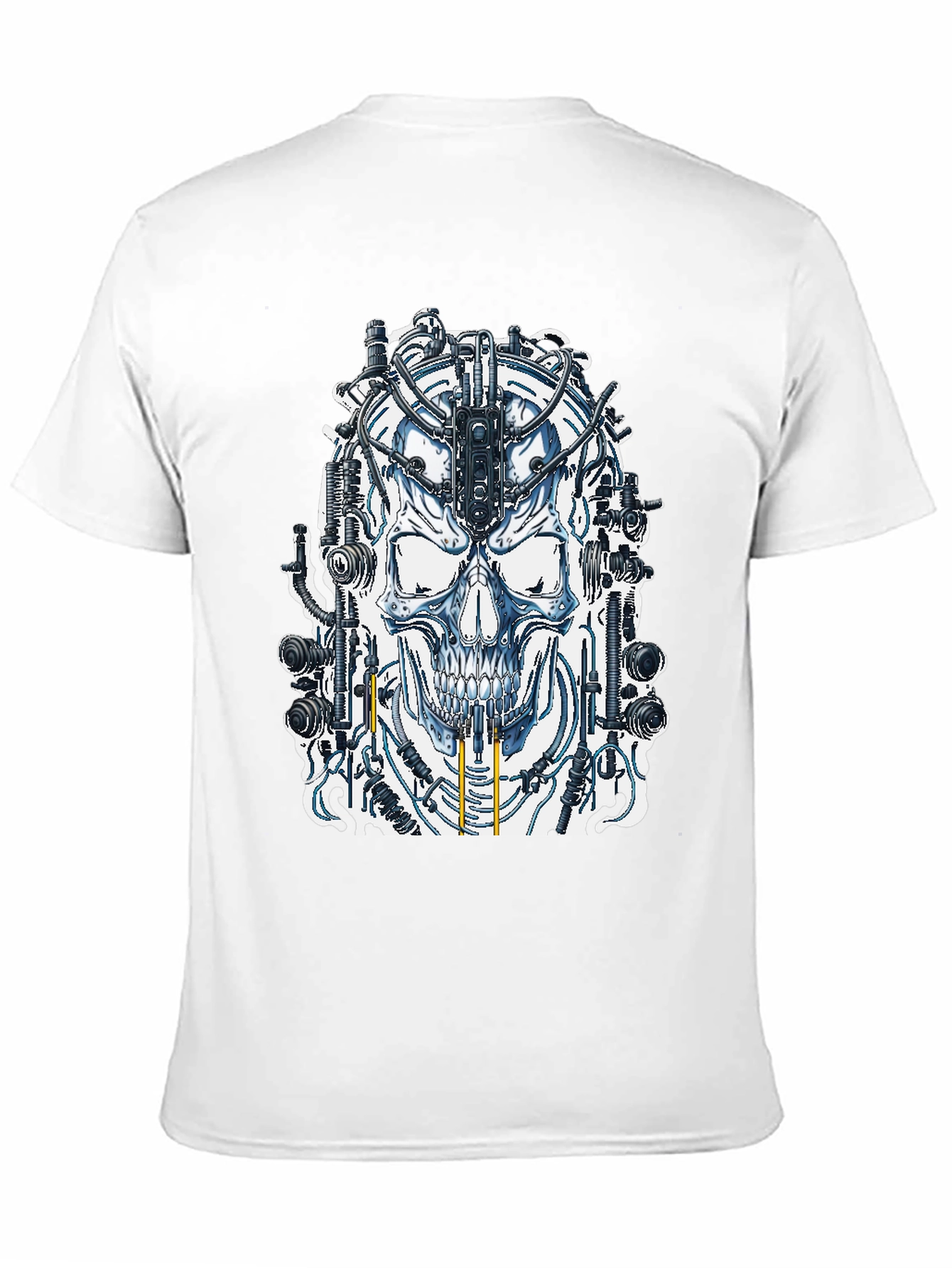 Cyberpunk Skull Graphic Tee - Black Cotton T-Shirt