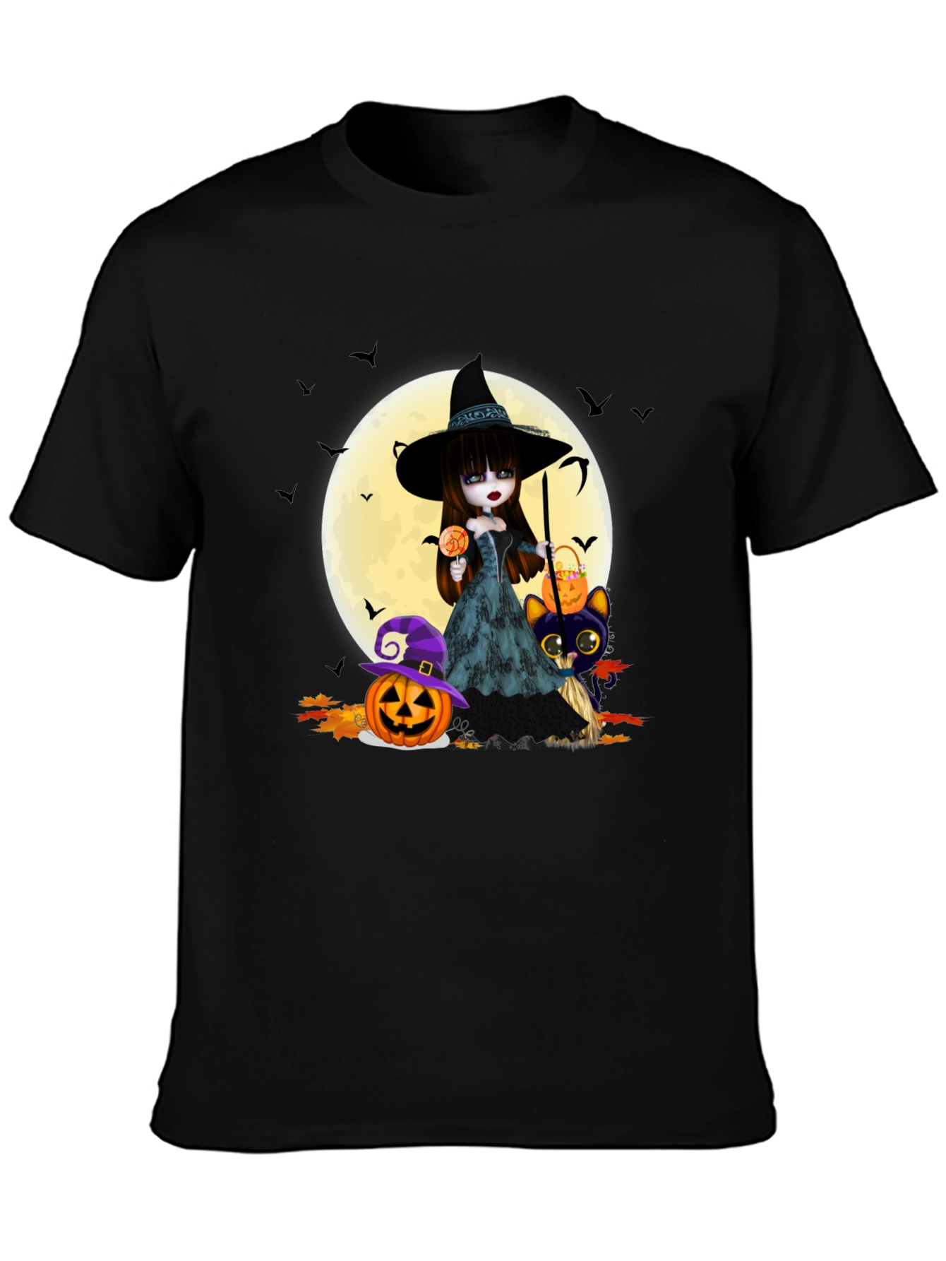 Halloween Witch & Cat T-Shirt