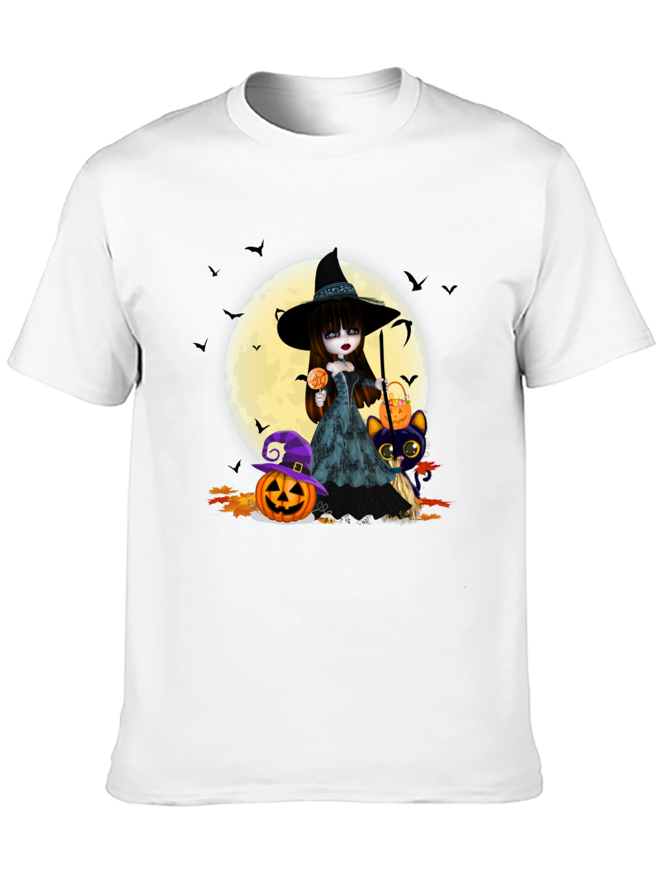 Halloween Witch & Cat T-Shirt