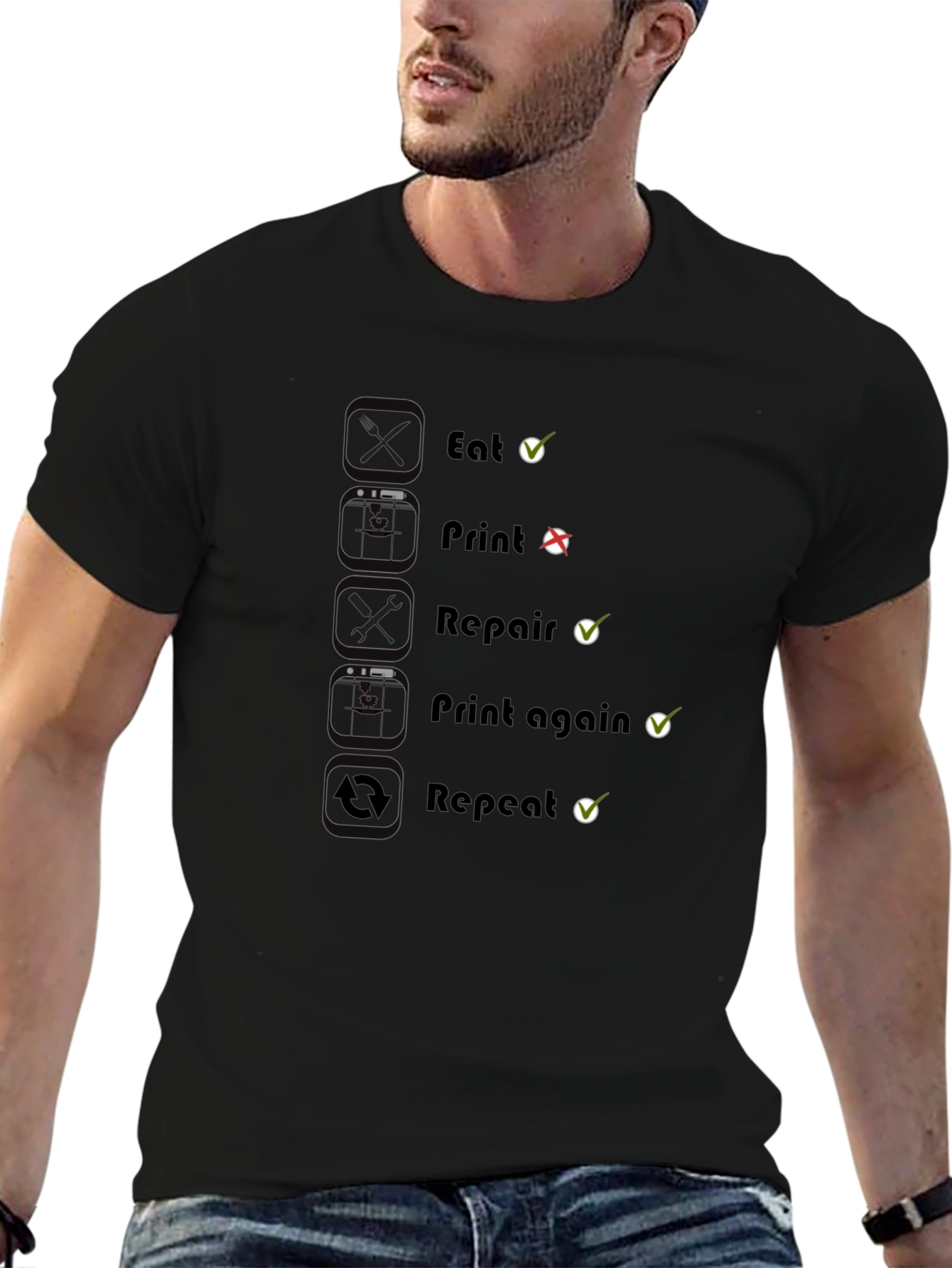 Eat Print Repair Funny Graphic T-Shirt