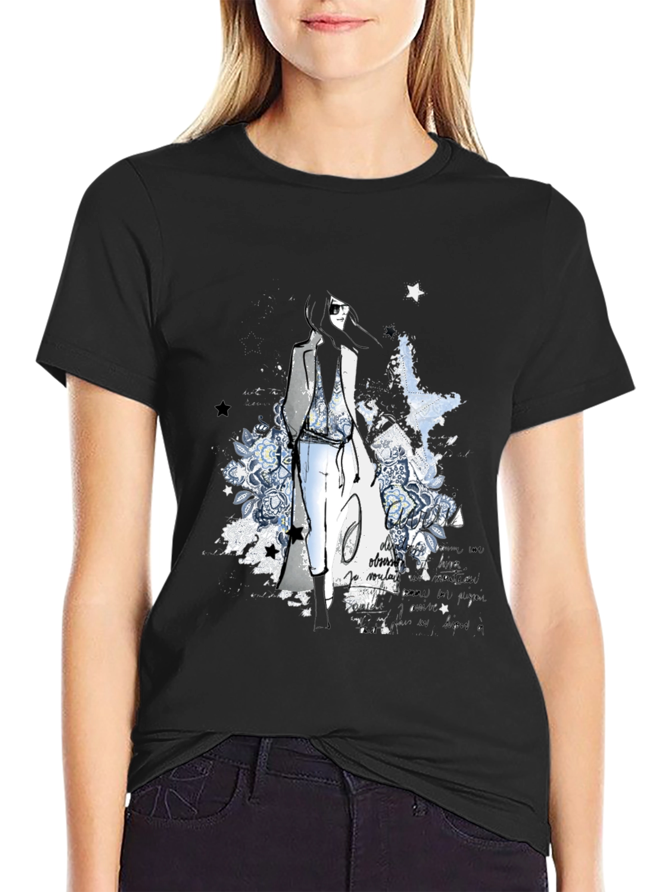 Stylish Black Graphic Print T-Shirt
