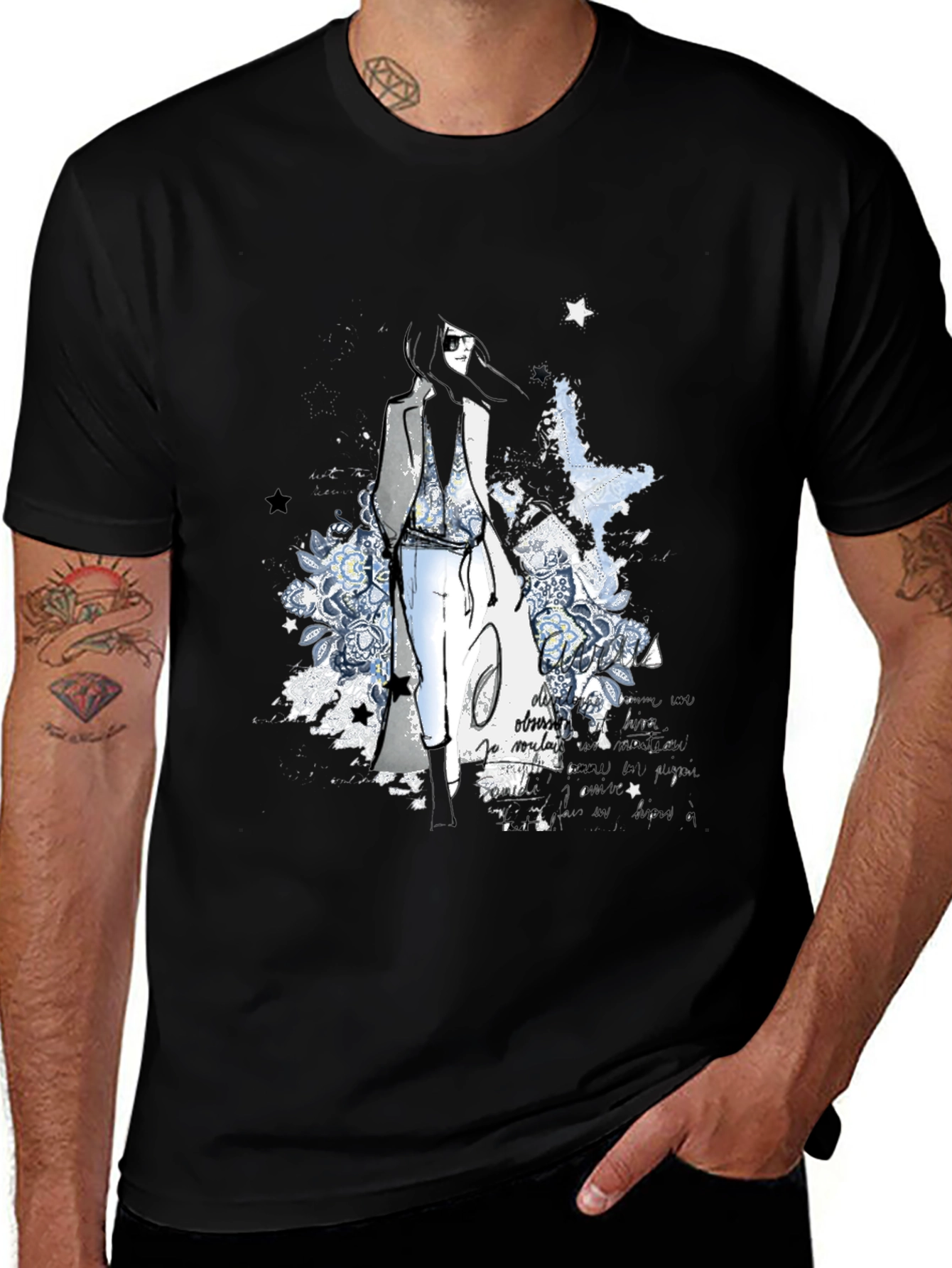Stylish Black Graphic Print T-Shirt