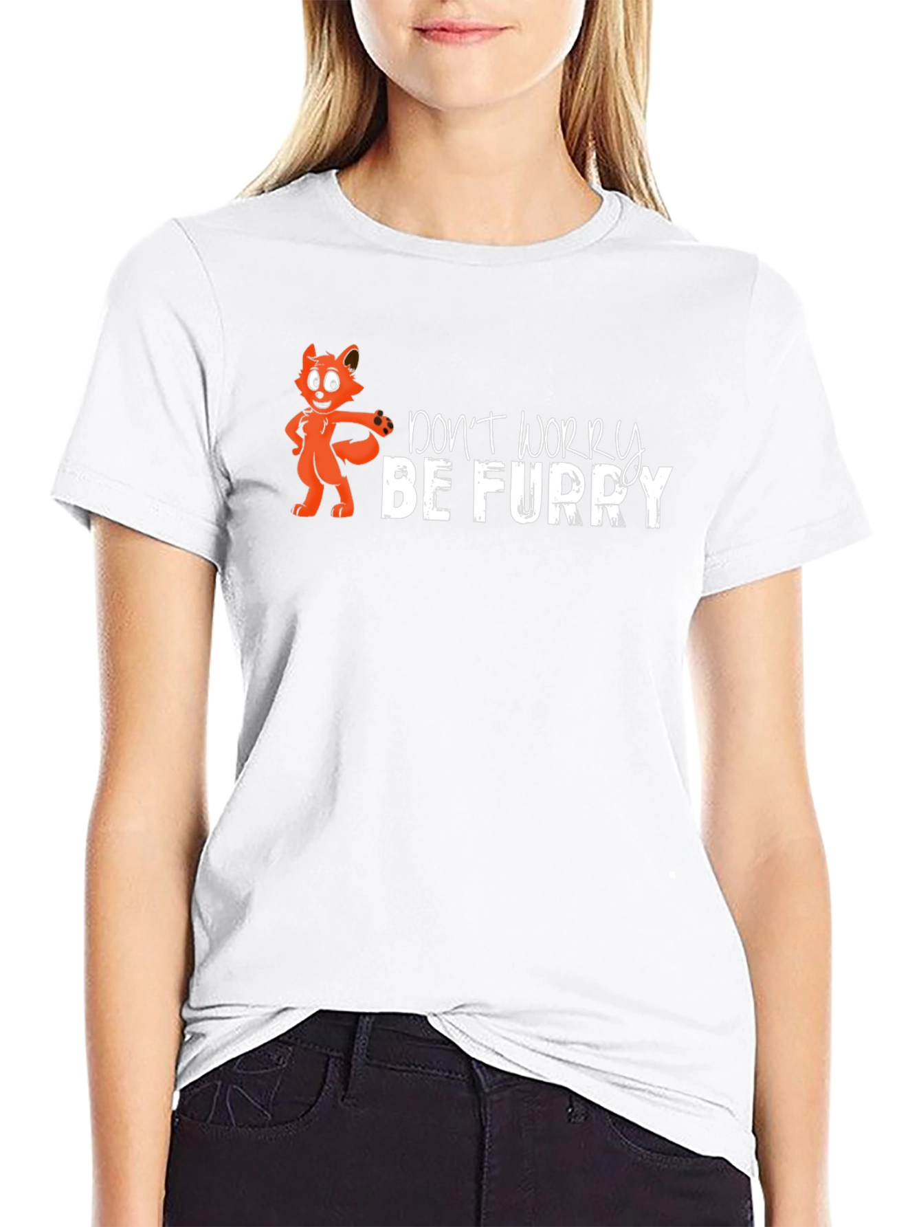 Dont Worry Be Furry Black T-Shirt