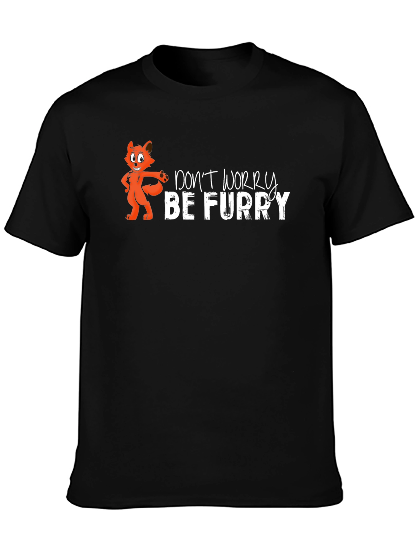 Dont Worry Be Furry Black T-Shirt
