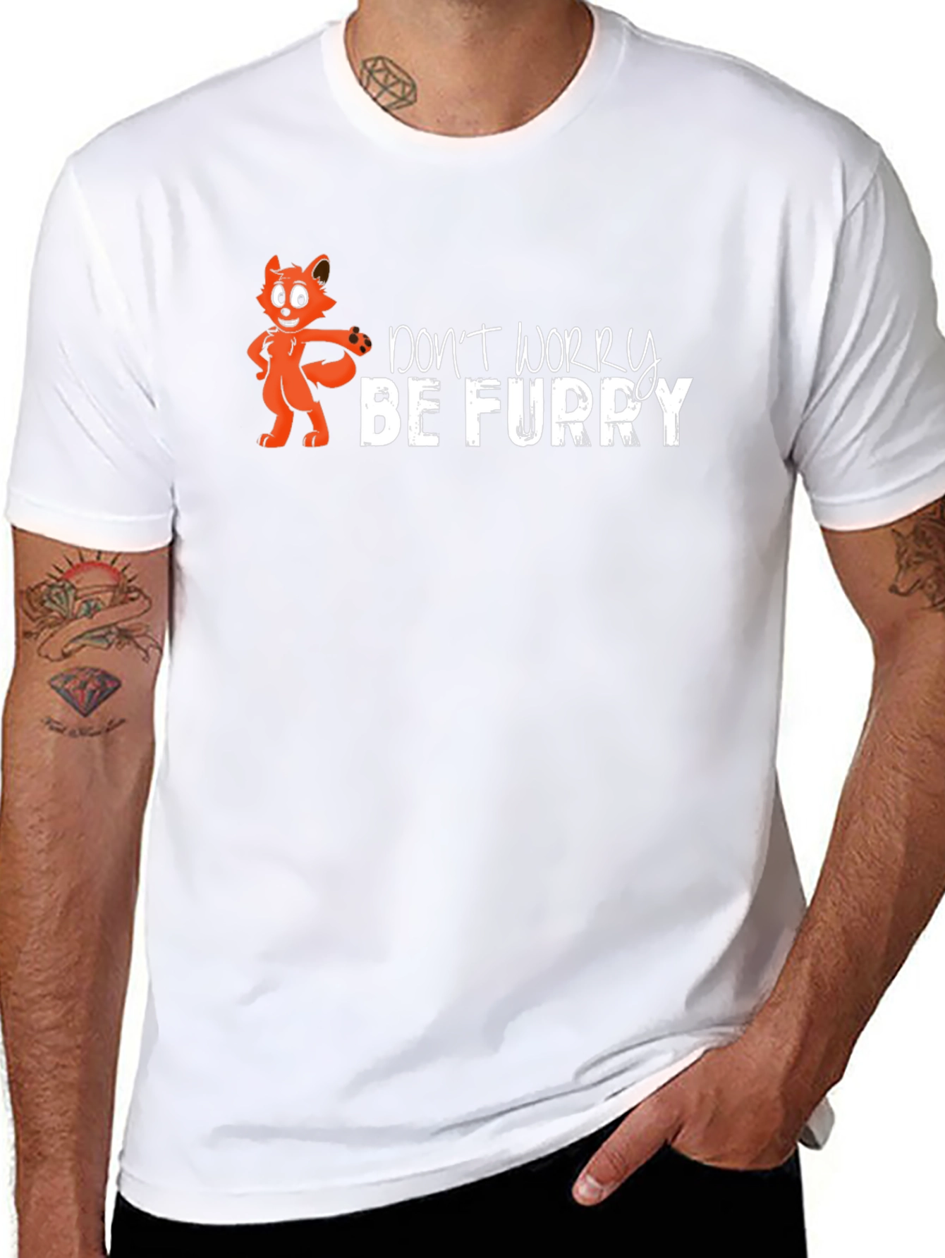 Dont Worry Be Furry Black T-Shirt