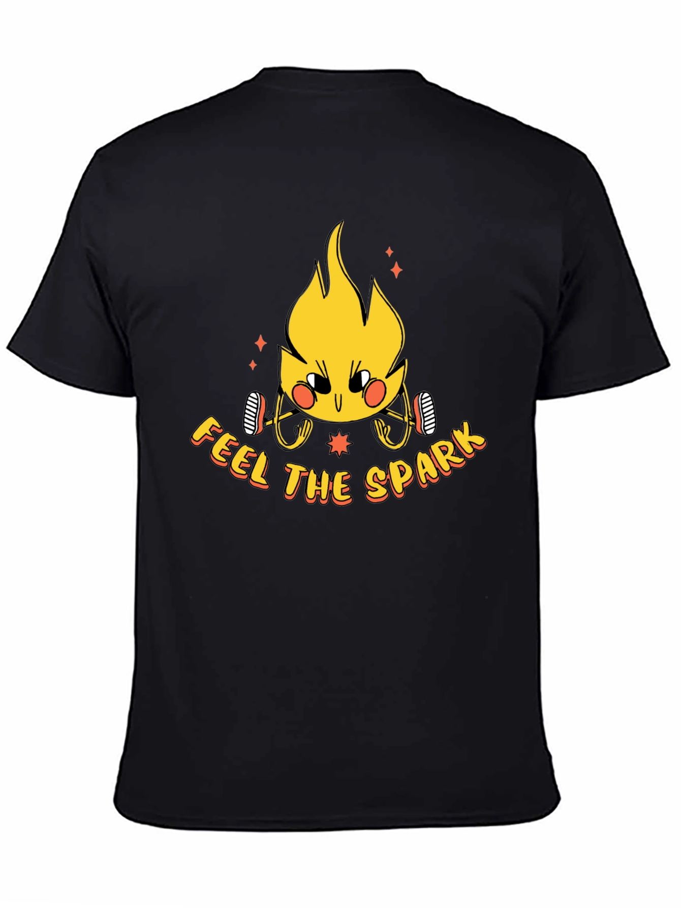 Feel the Spark Graphic Tee - Black Cotton T-Shirt