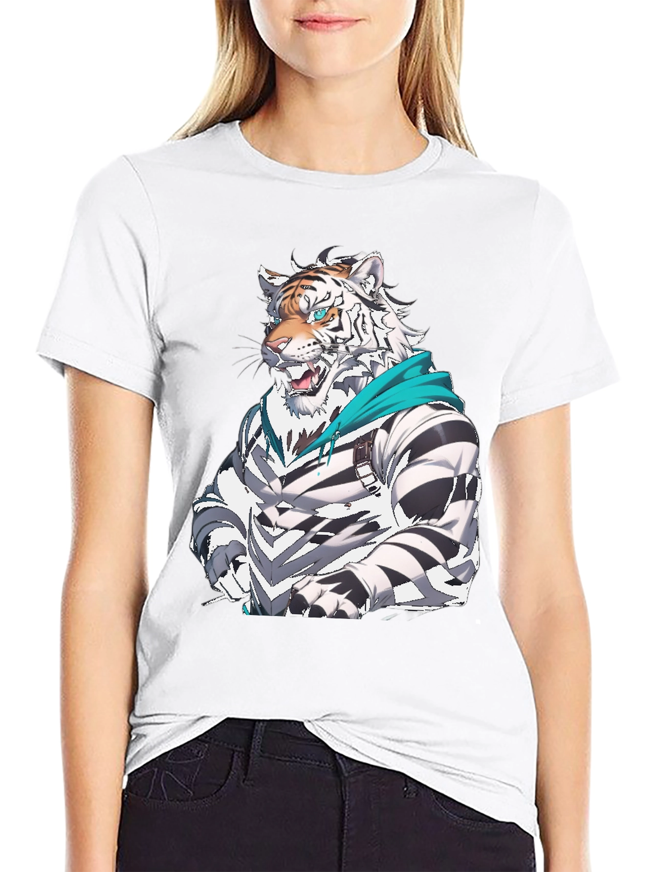 Tiger Cartoon Graphic Black T-Shirt
