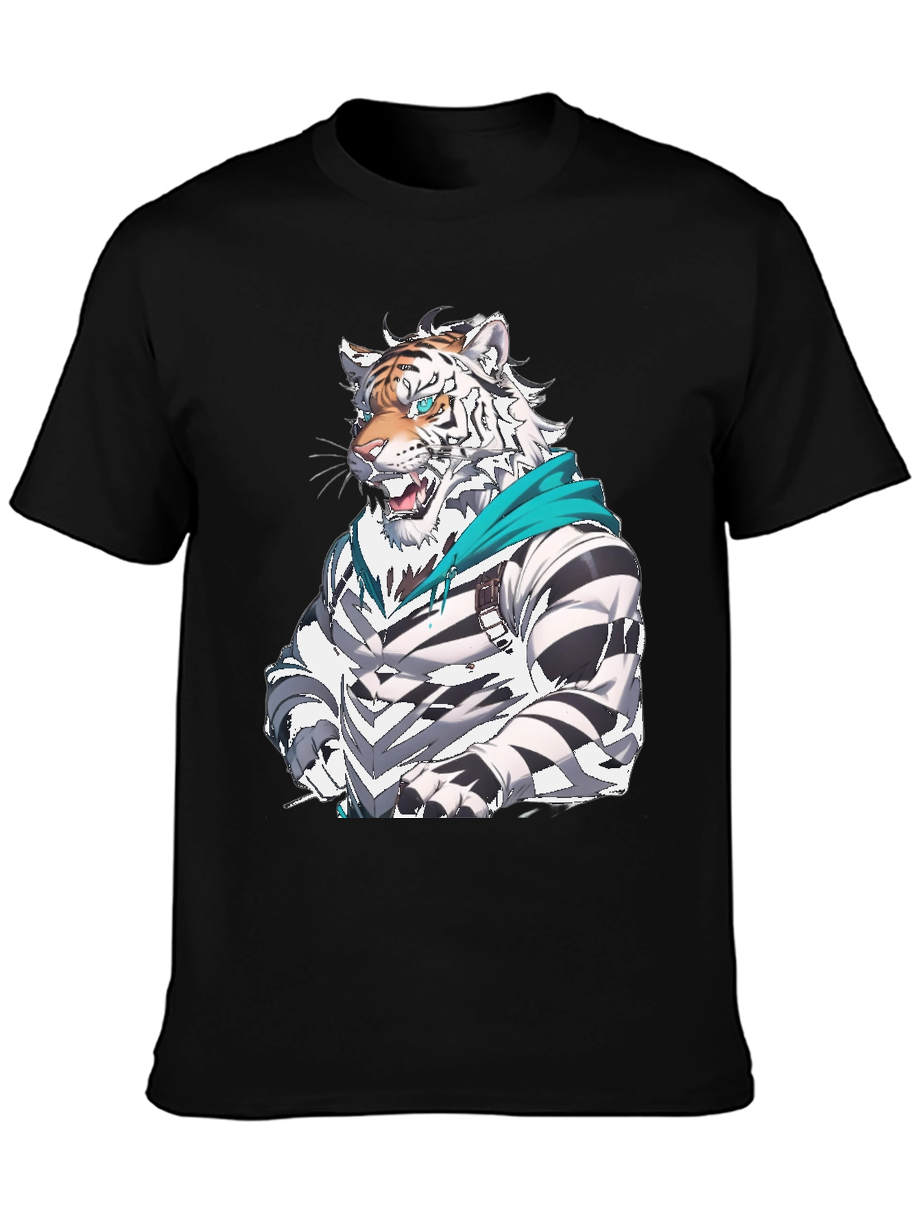 Tiger Cartoon Graphic Black T-Shirt