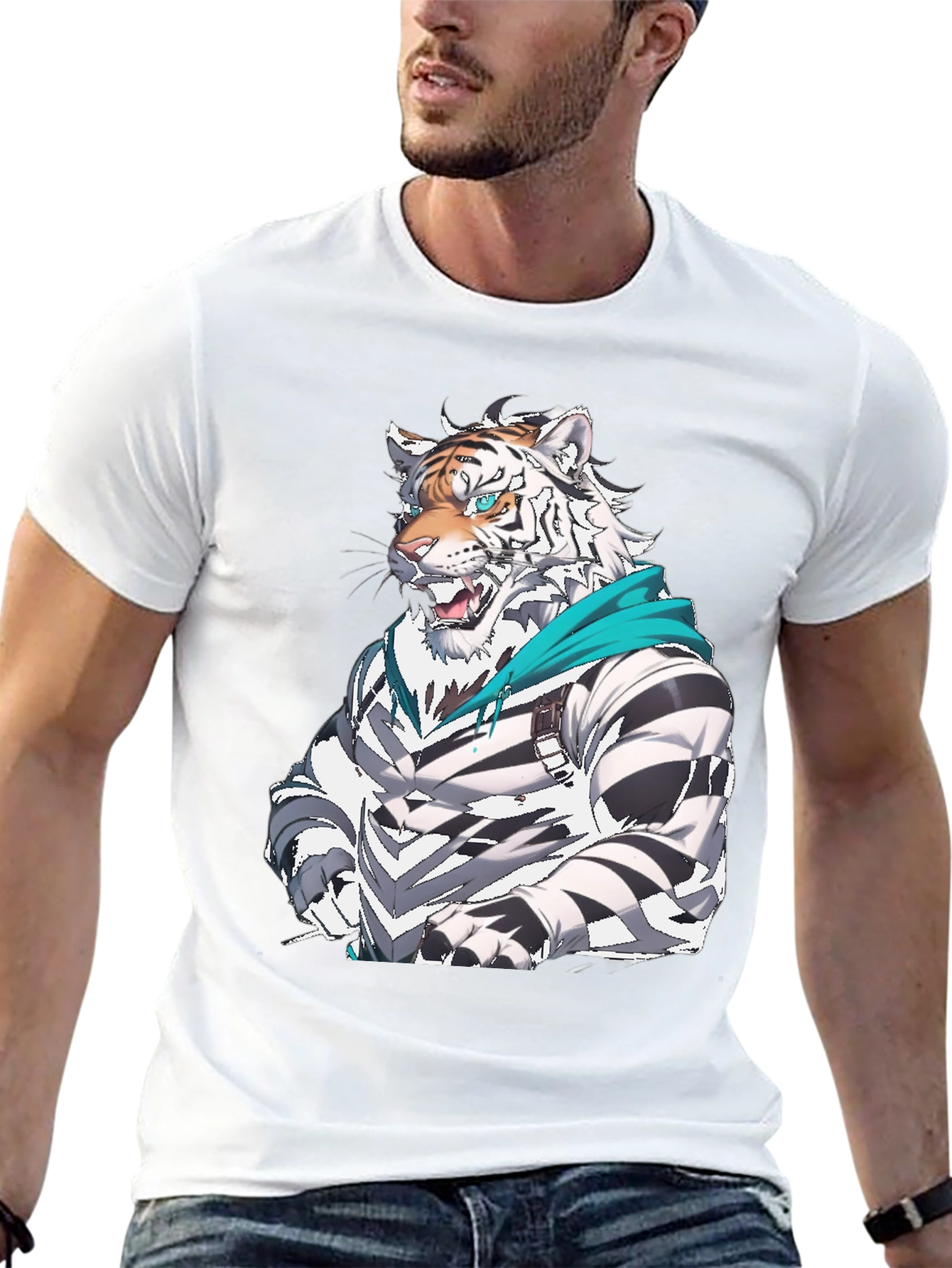 Tiger Cartoon Graphic Black T-Shirt
