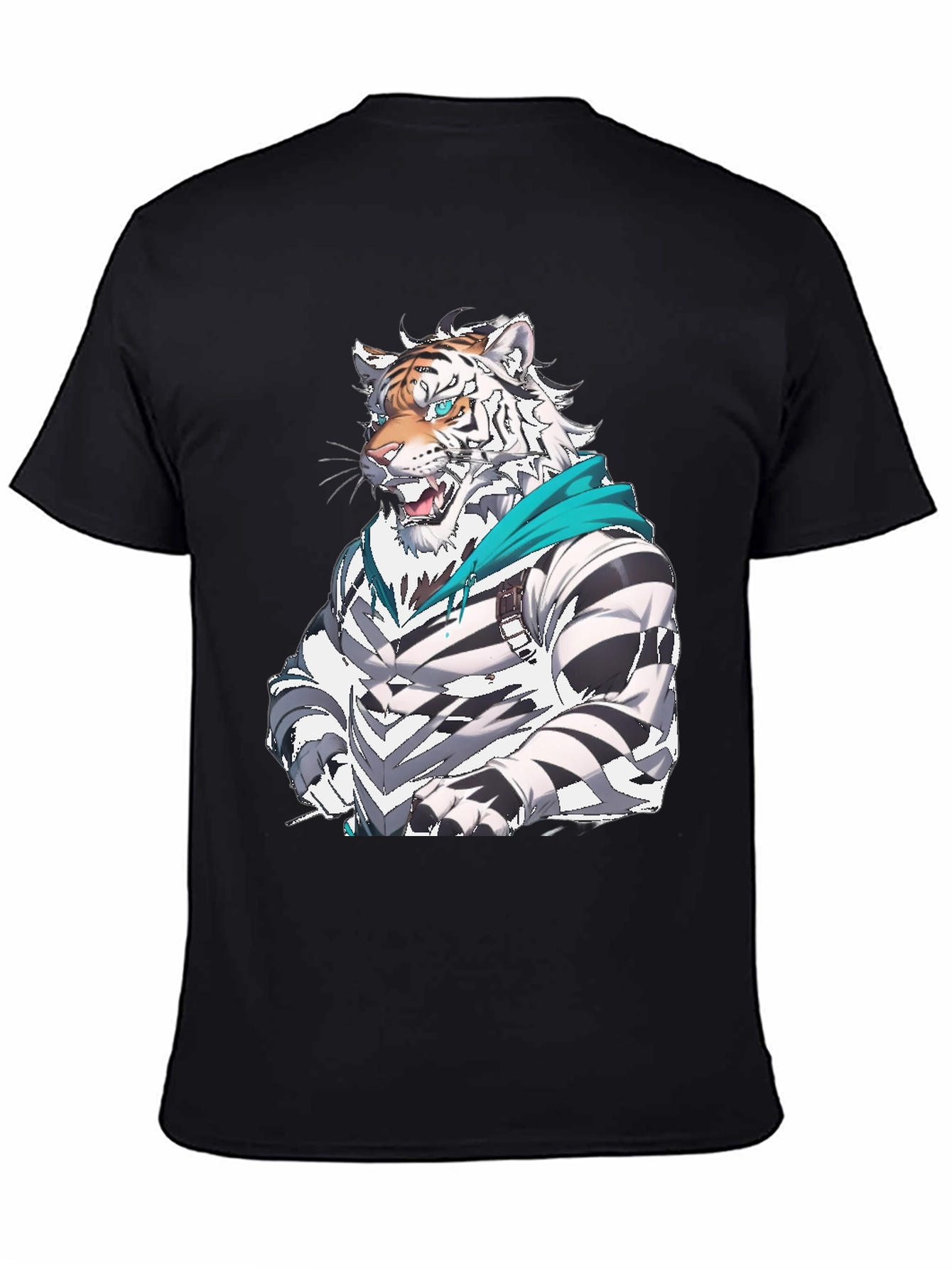 Tiger Cartoon Graphic Black T-Shirt