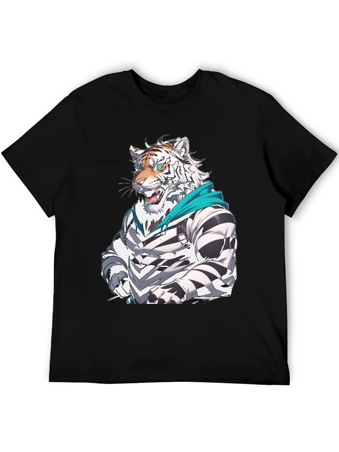 Tiger Cartoon Graphic Black T-Shirt